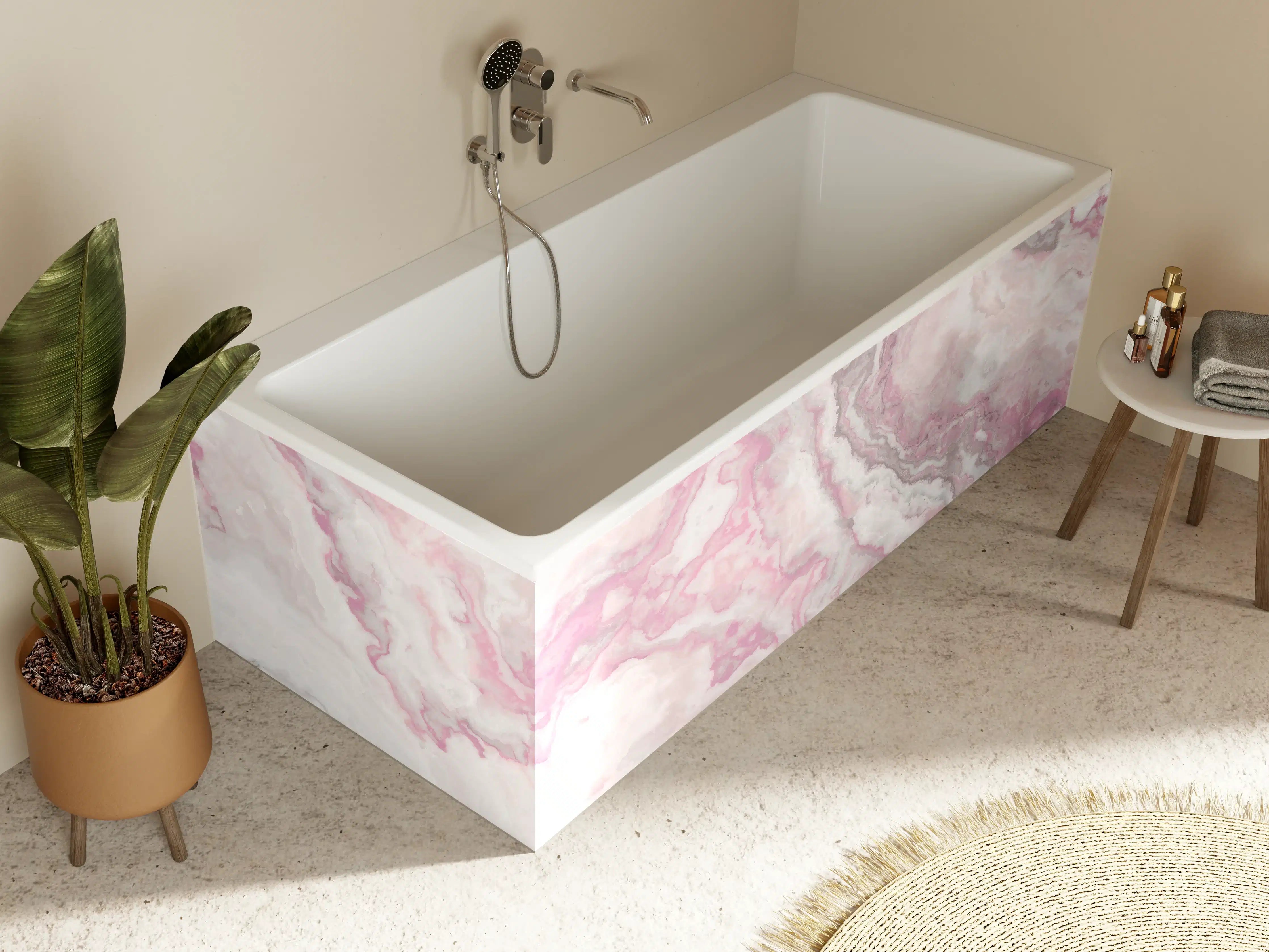 Badewannen-Rückwand - Abstrakte Marmor Struktur - Aquarelldarstellung