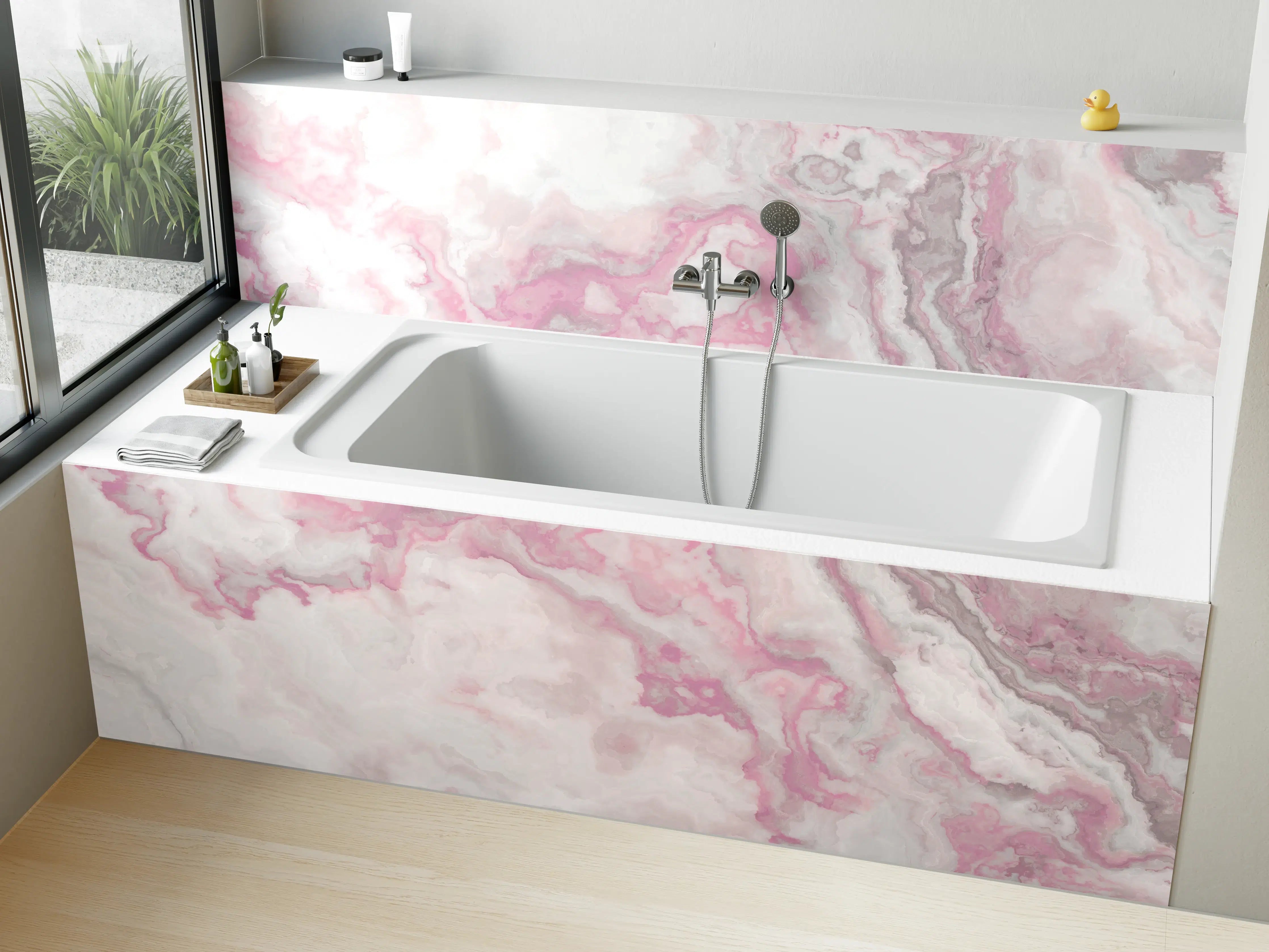 Badewannen-Rückwand - Abstrakte Marmor Struktur - Aquarelldarstellung