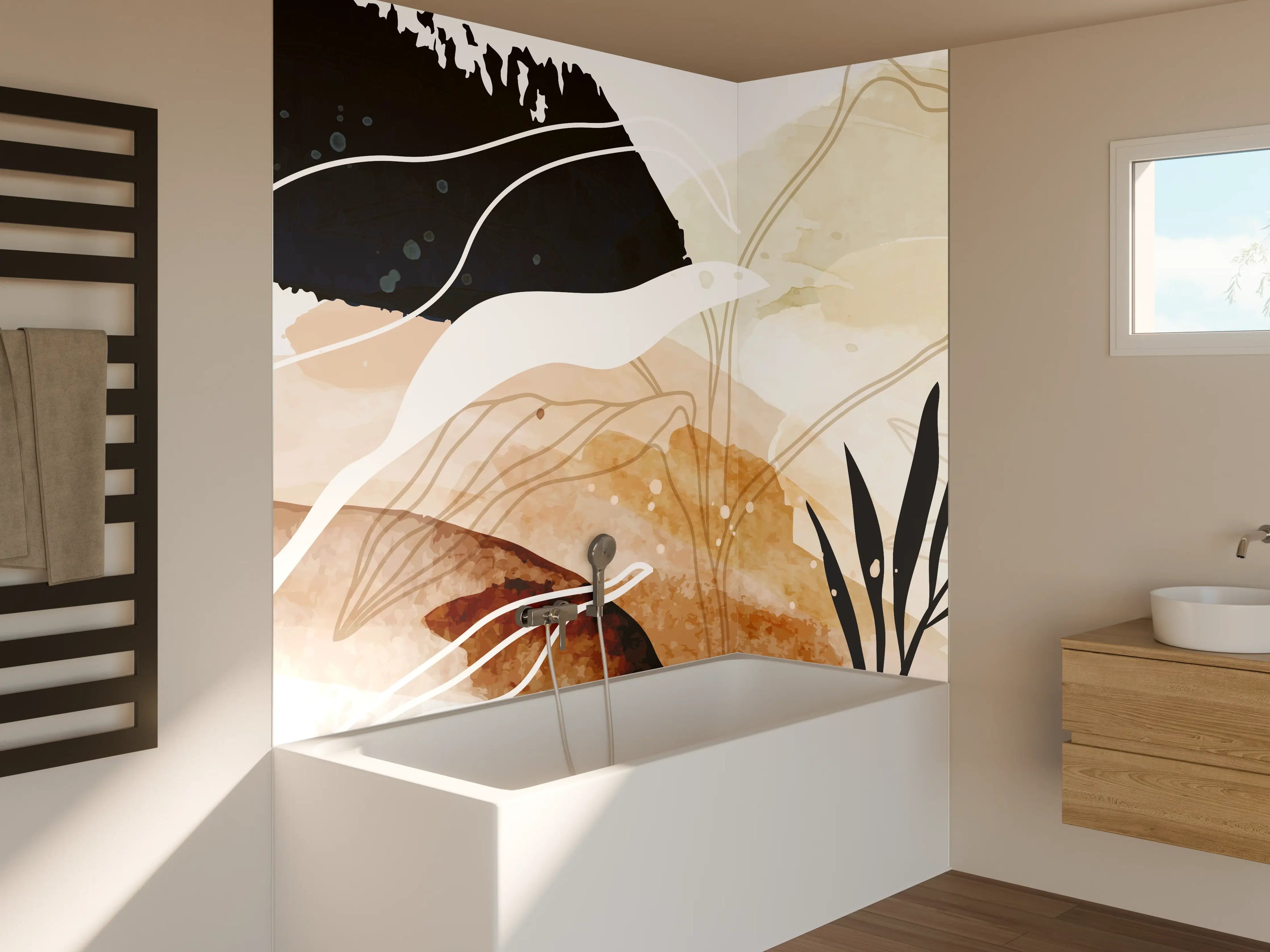 Badewannen-Rückwand - Abstrakte Natur Kunst