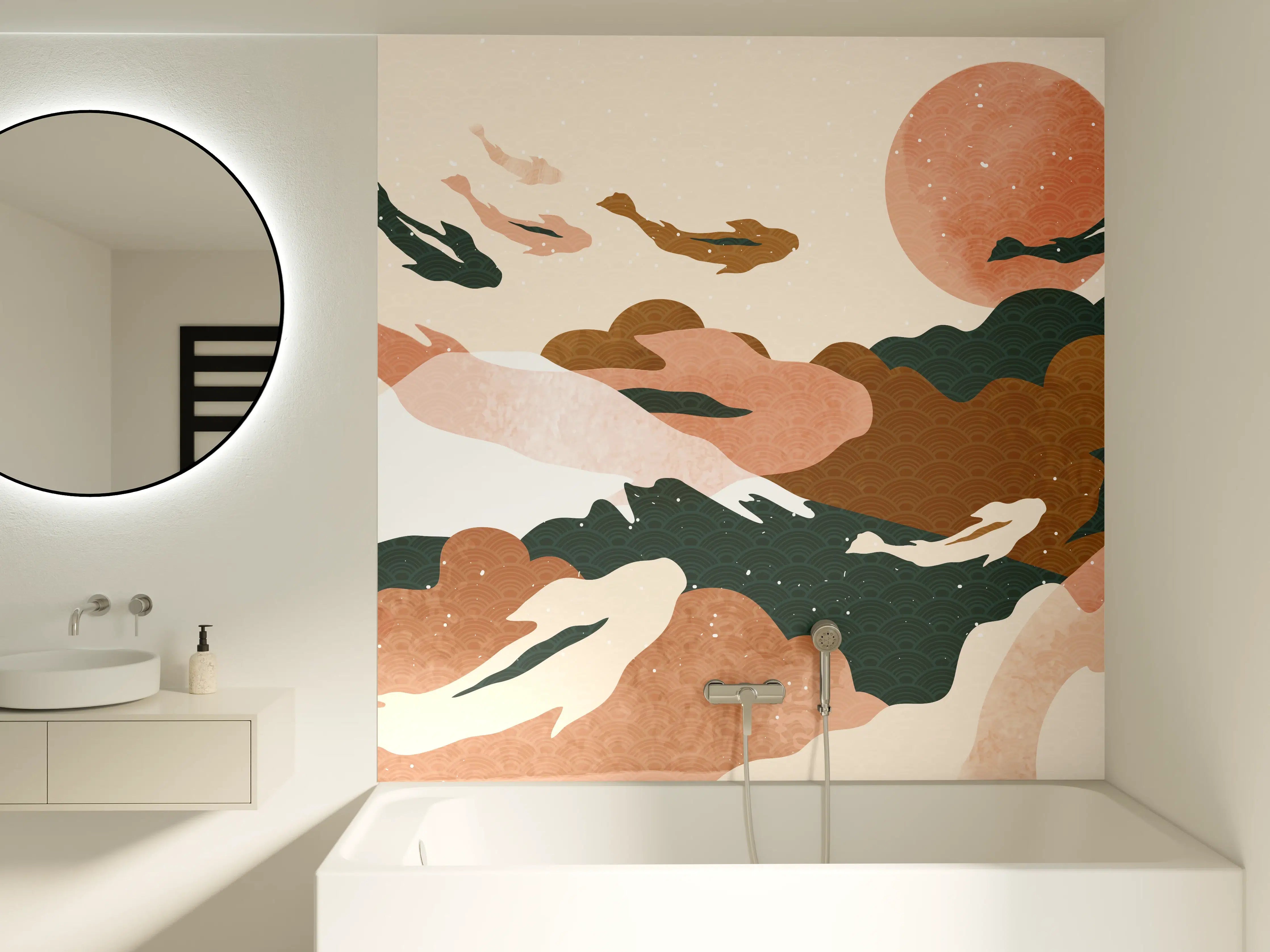 Badewannen-Rückwand - Abstrakte Natur Pastelltöne