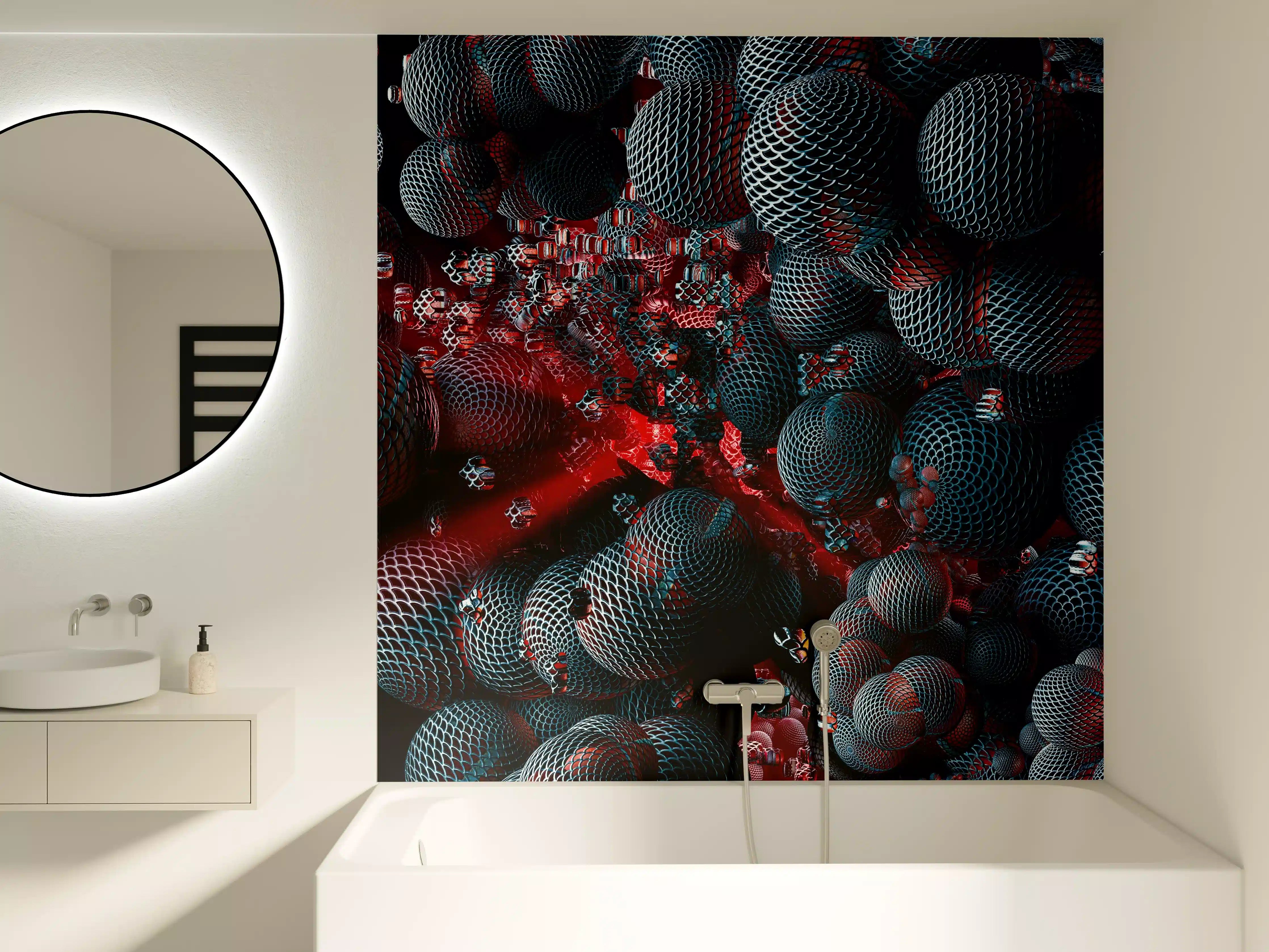 Badewannen-Rückwand - Abstrakte Technologie - 3D Rendering