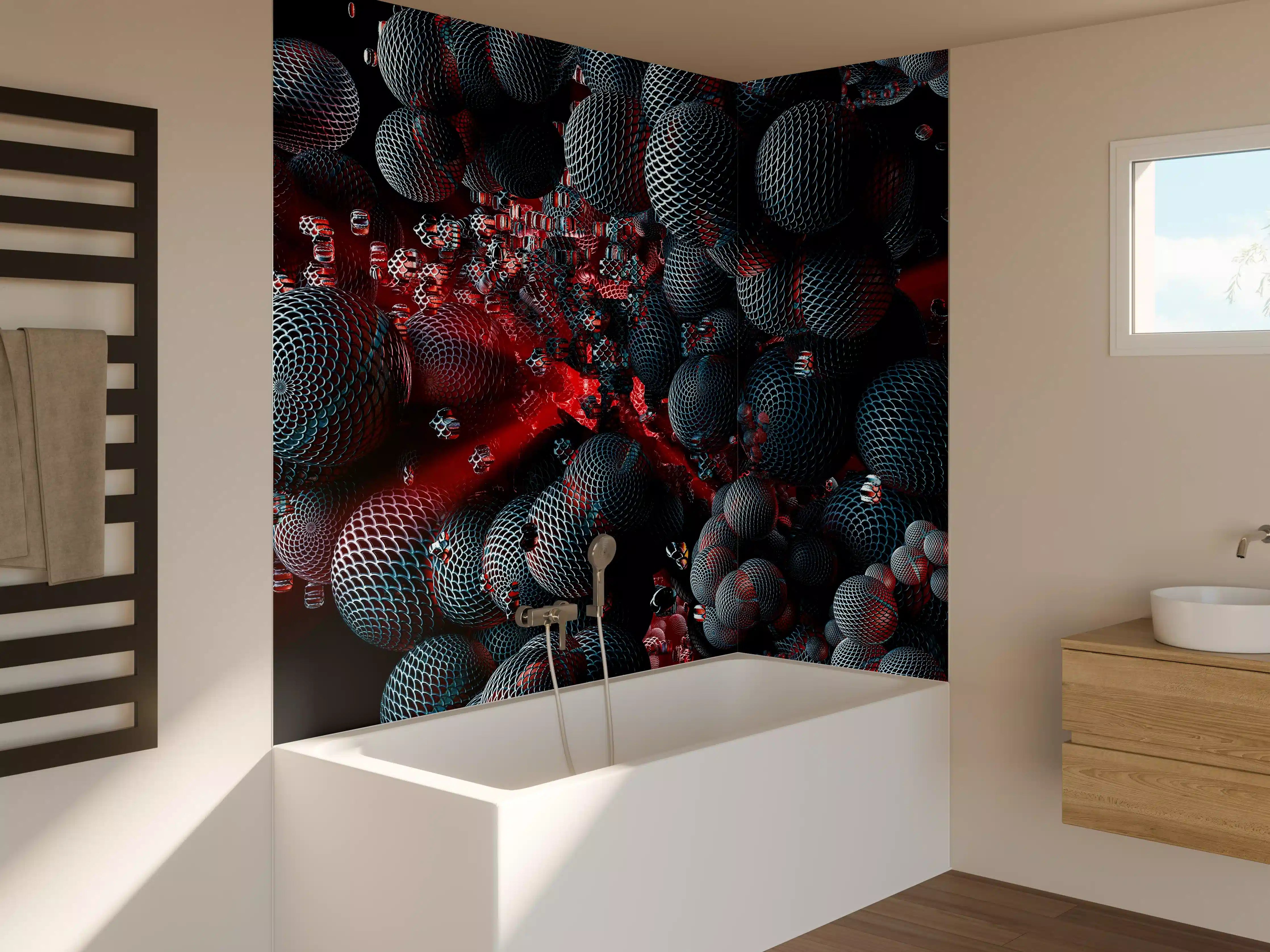 Badewannen-Rückwand - Abstrakte Technologie - 3D Rendering
