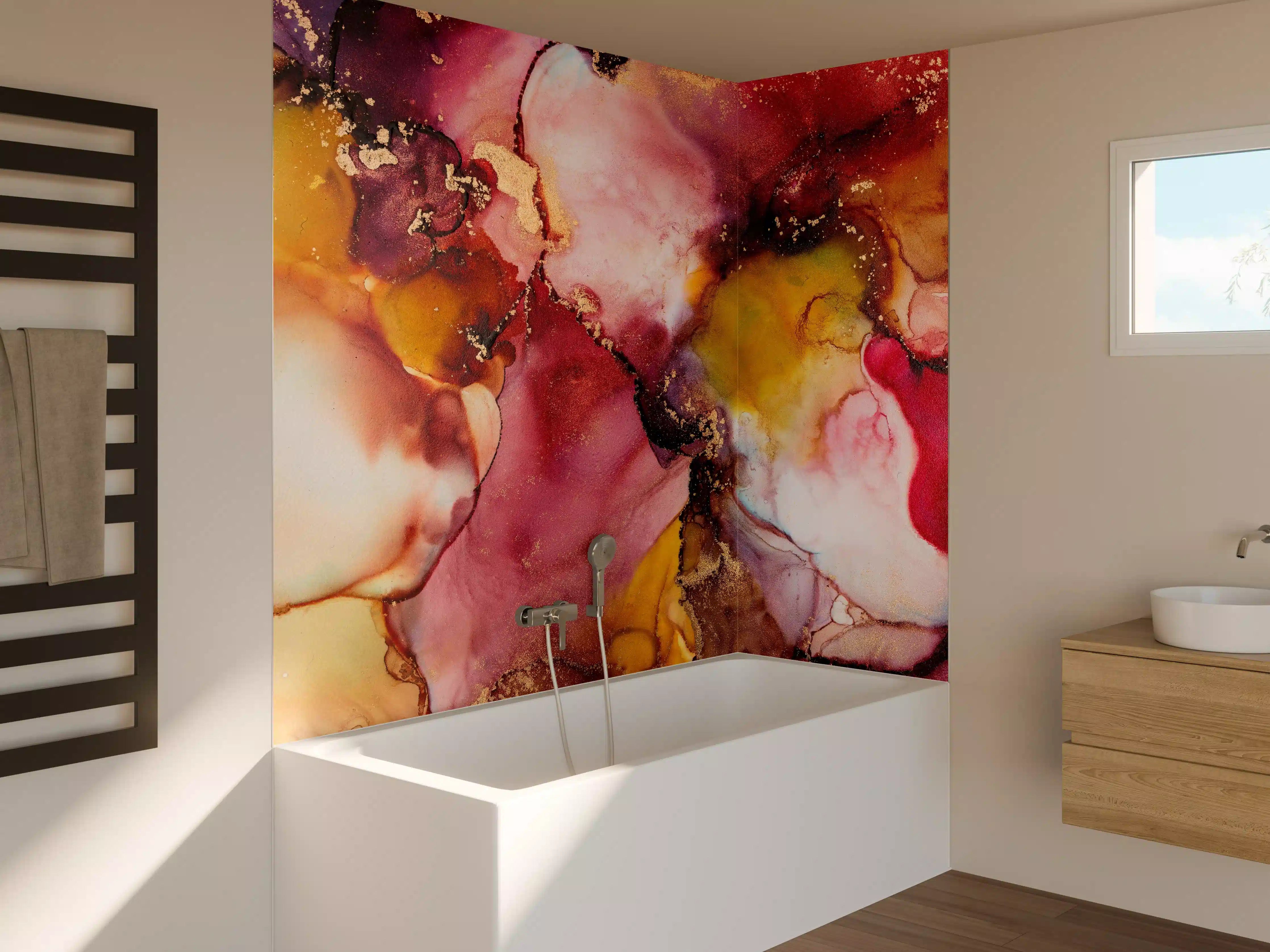 Badewannen-Rückwand - Abstrakte Tintentextur - Flüssigkunst