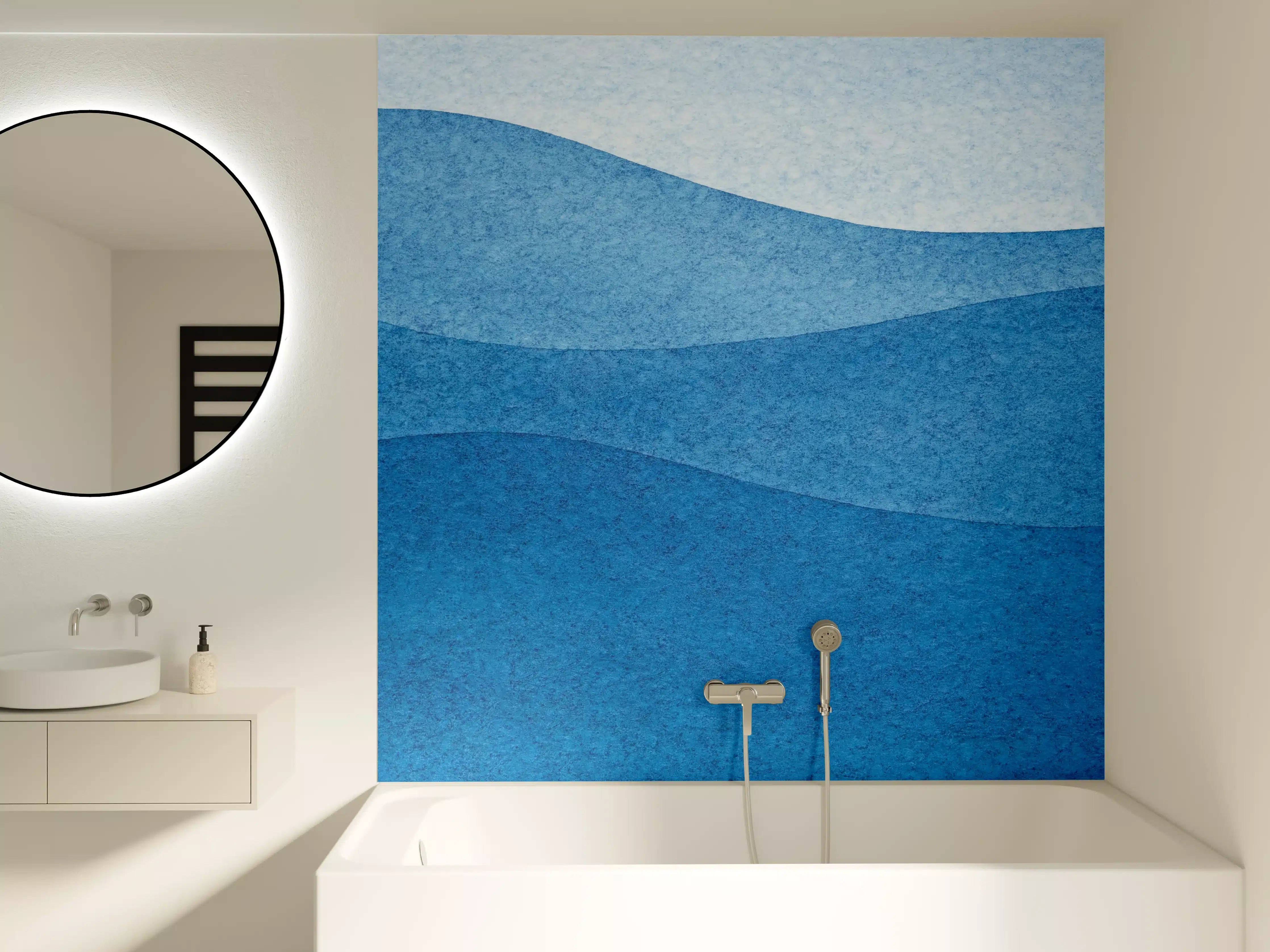 Badewannen-Rückwand - Abstrakte Wellenmuster in Blau