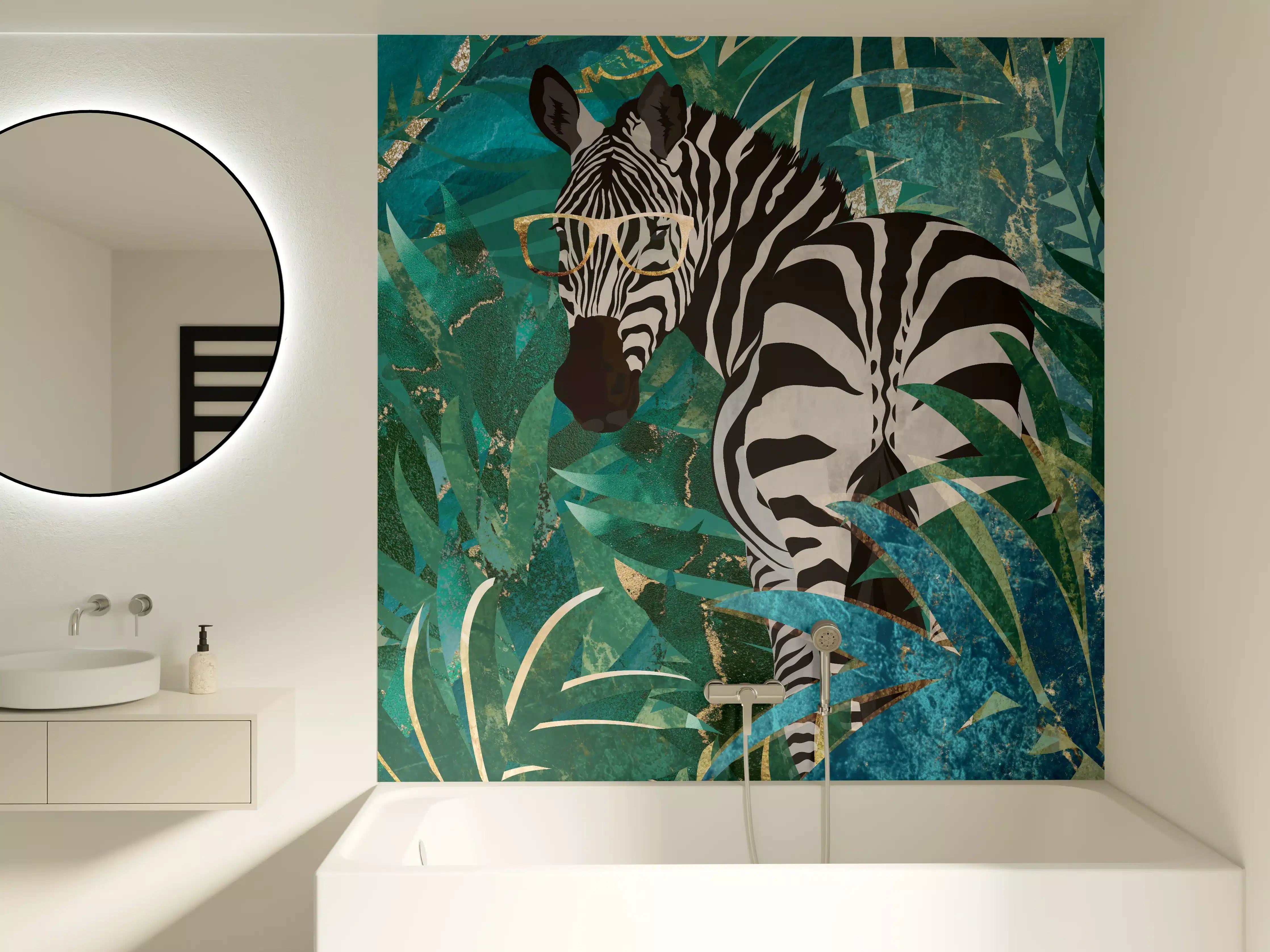 Badewannen-Rückwand - Abstrakte Zebra Malerei