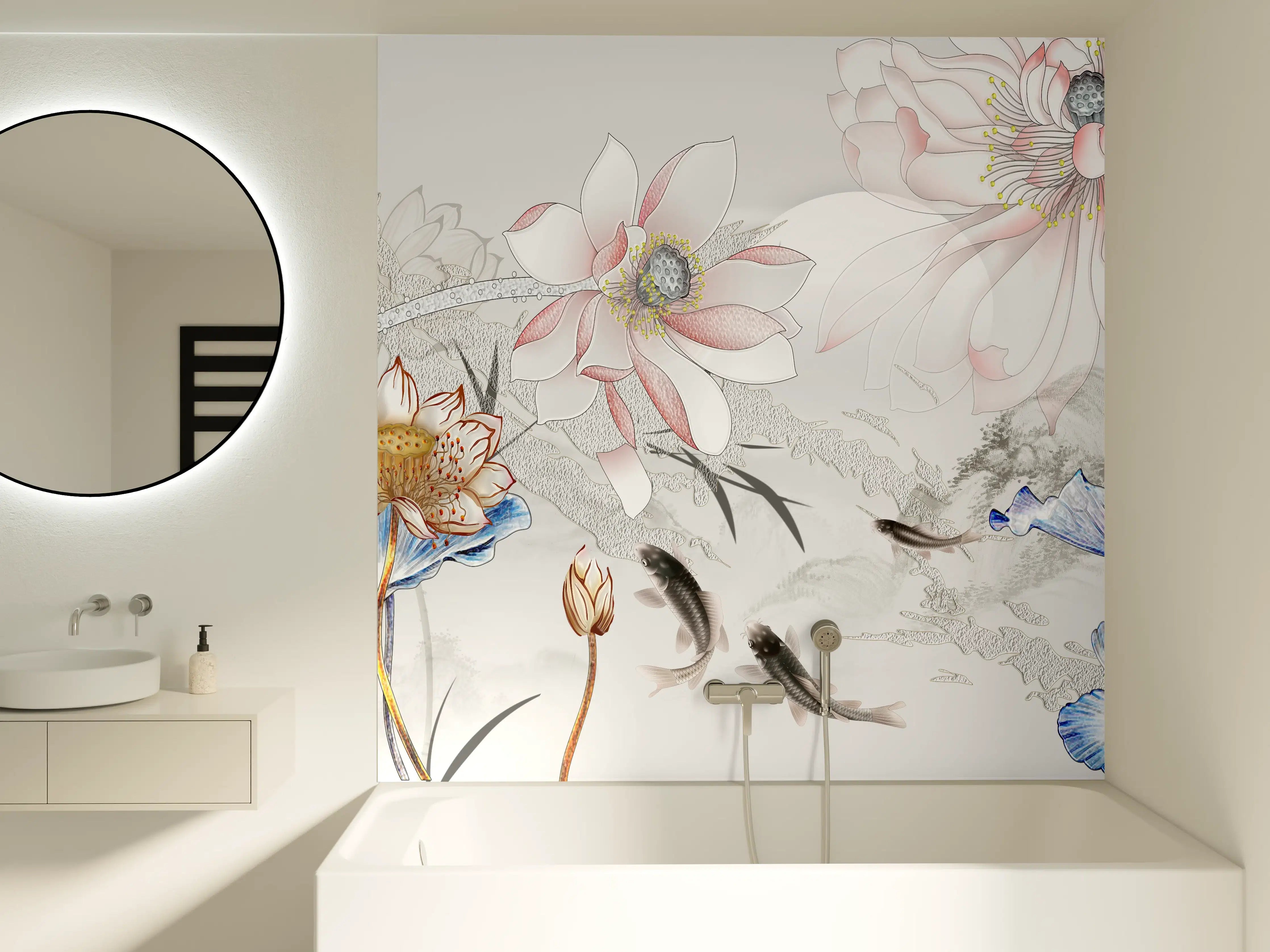 Badewannen-Rückwand - Abstrakte japanische Illustration