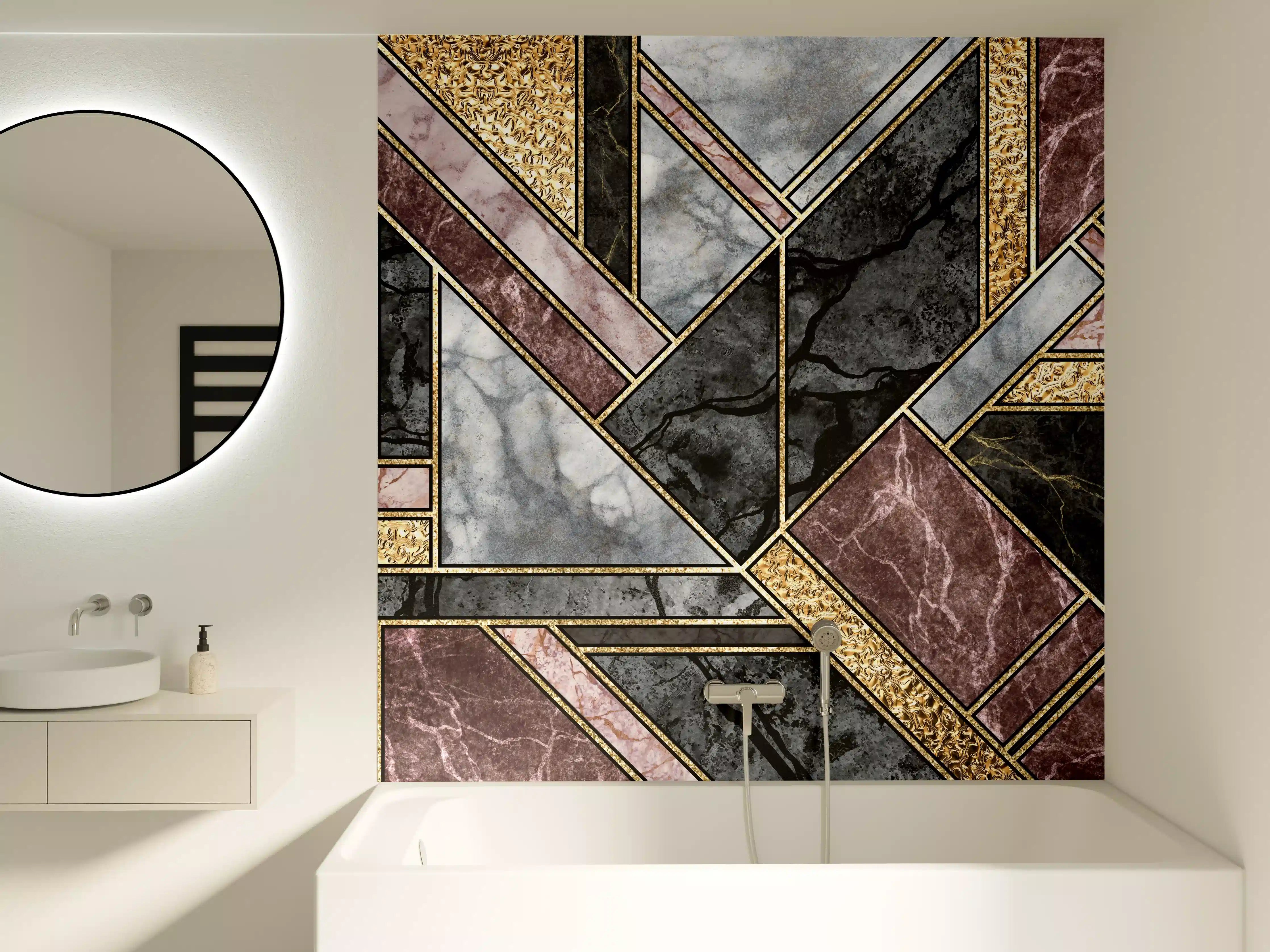 Badewannen-Rückwand - Abstrakter Marmor Mosaik Hintergrund