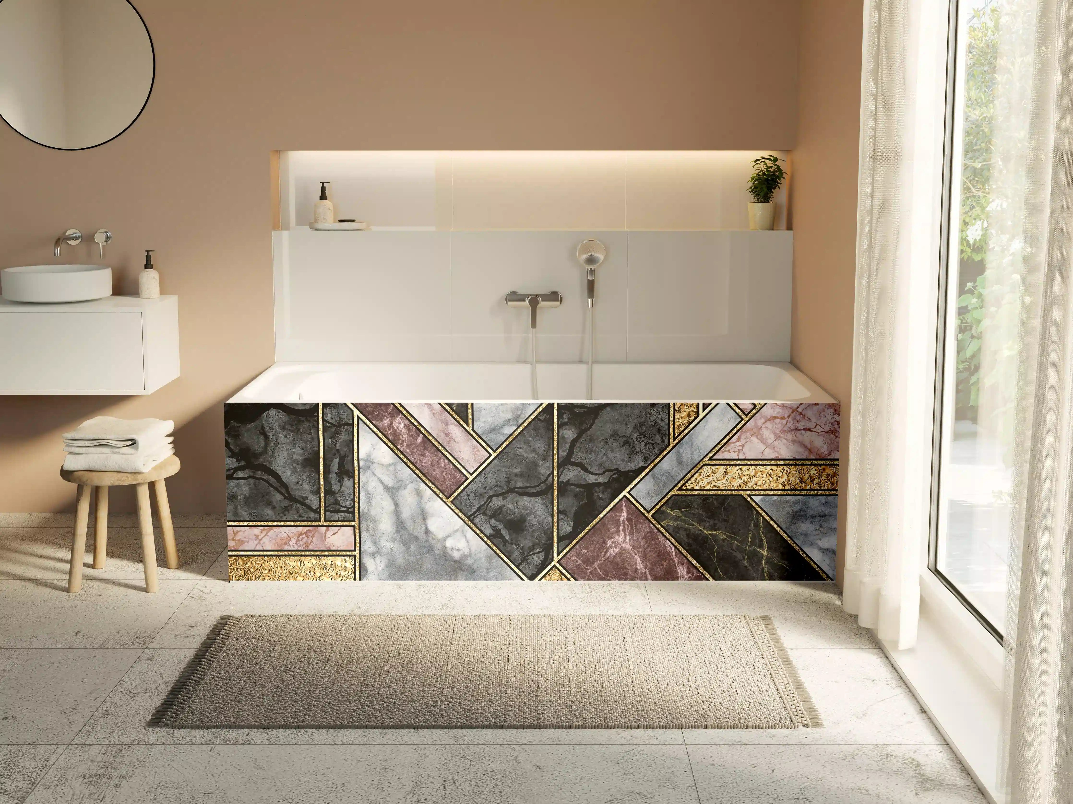 Badewannen-Rückwand - Abstrakter Marmor Mosaik Hintergrund