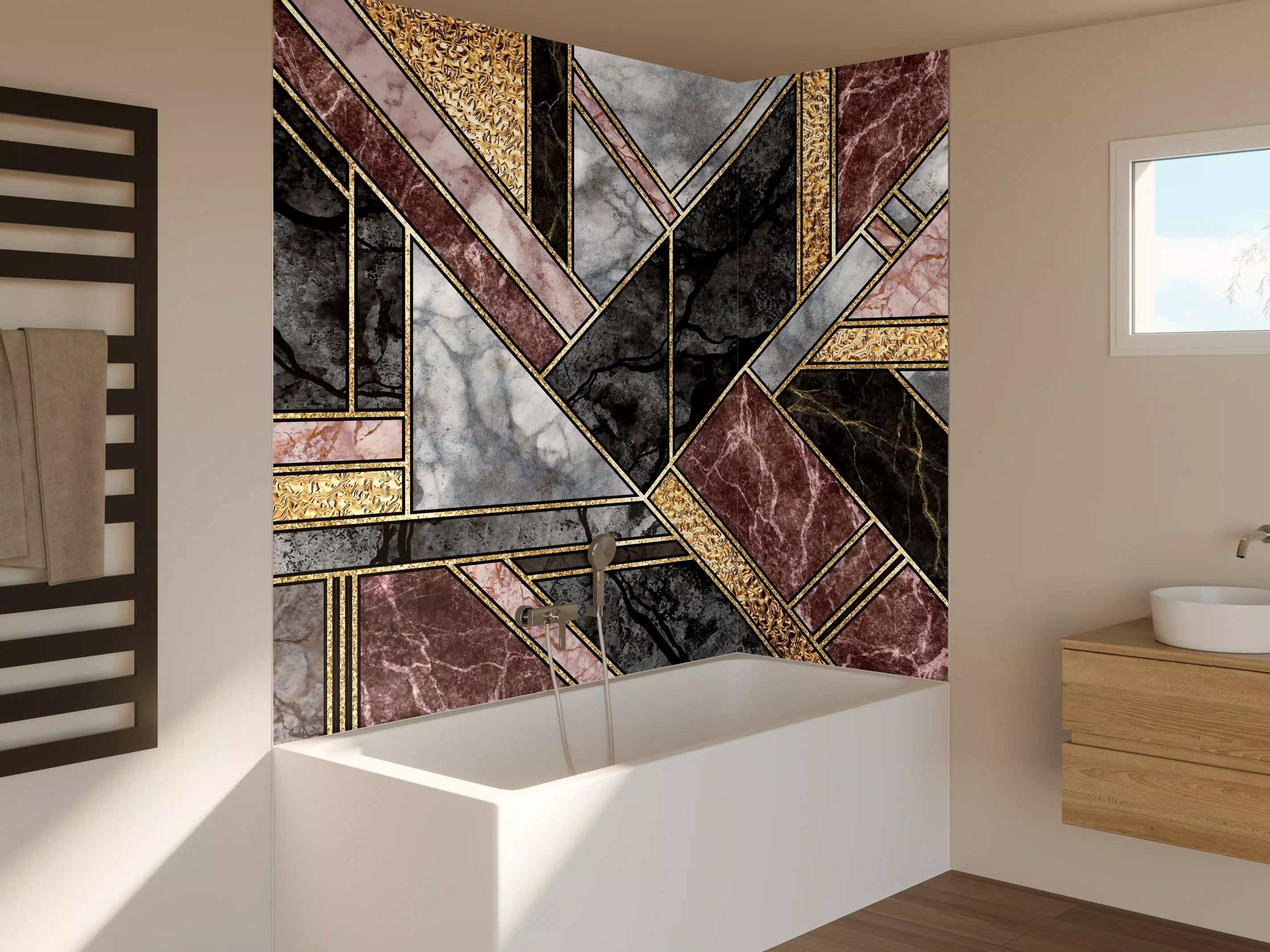 Badewannen-Rückwand - Abstrakter Marmor Mosaik Hintergrund