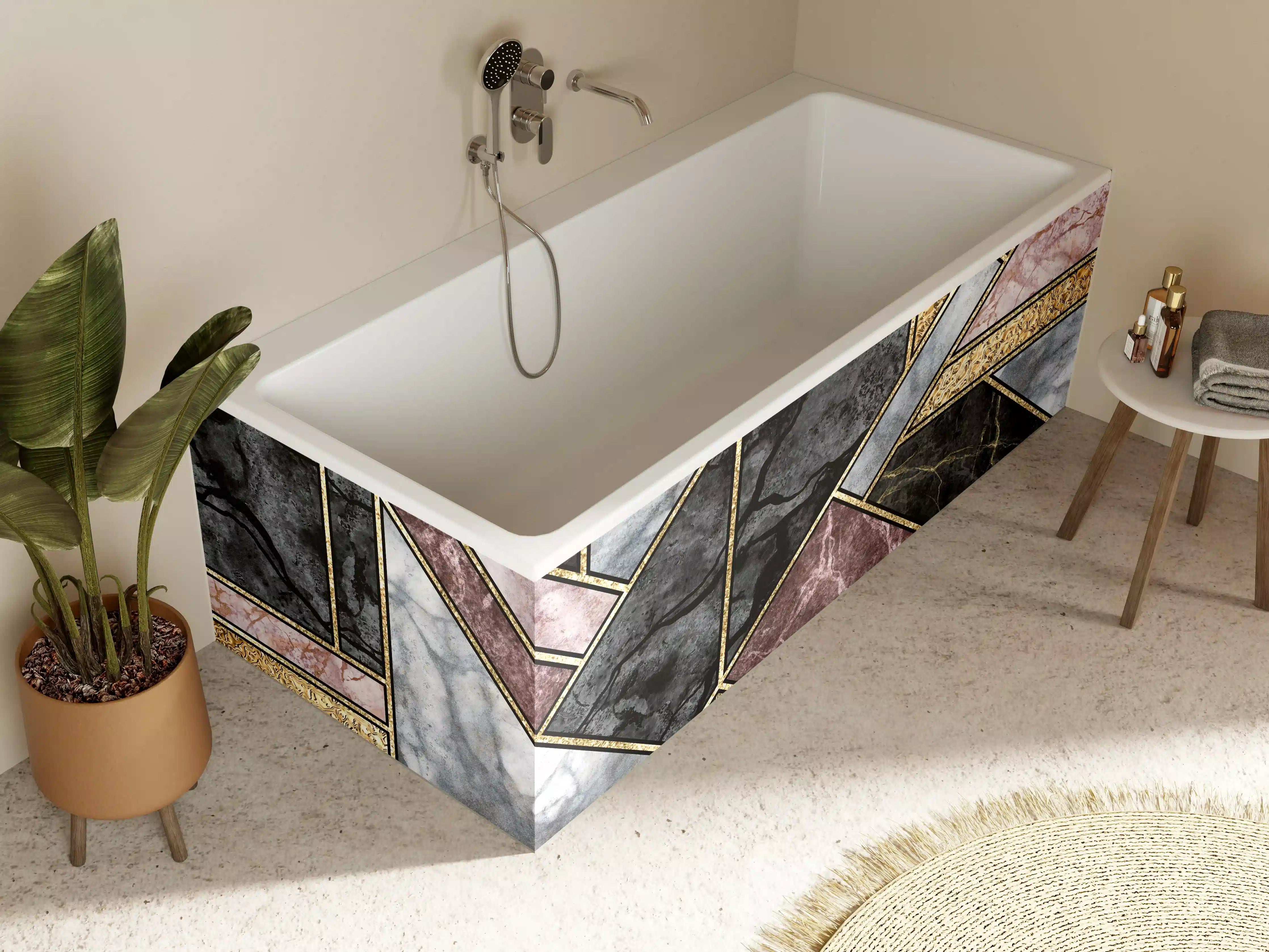 Badewannen-Rückwand - Abstrakter Marmor Mosaik Hintergrund