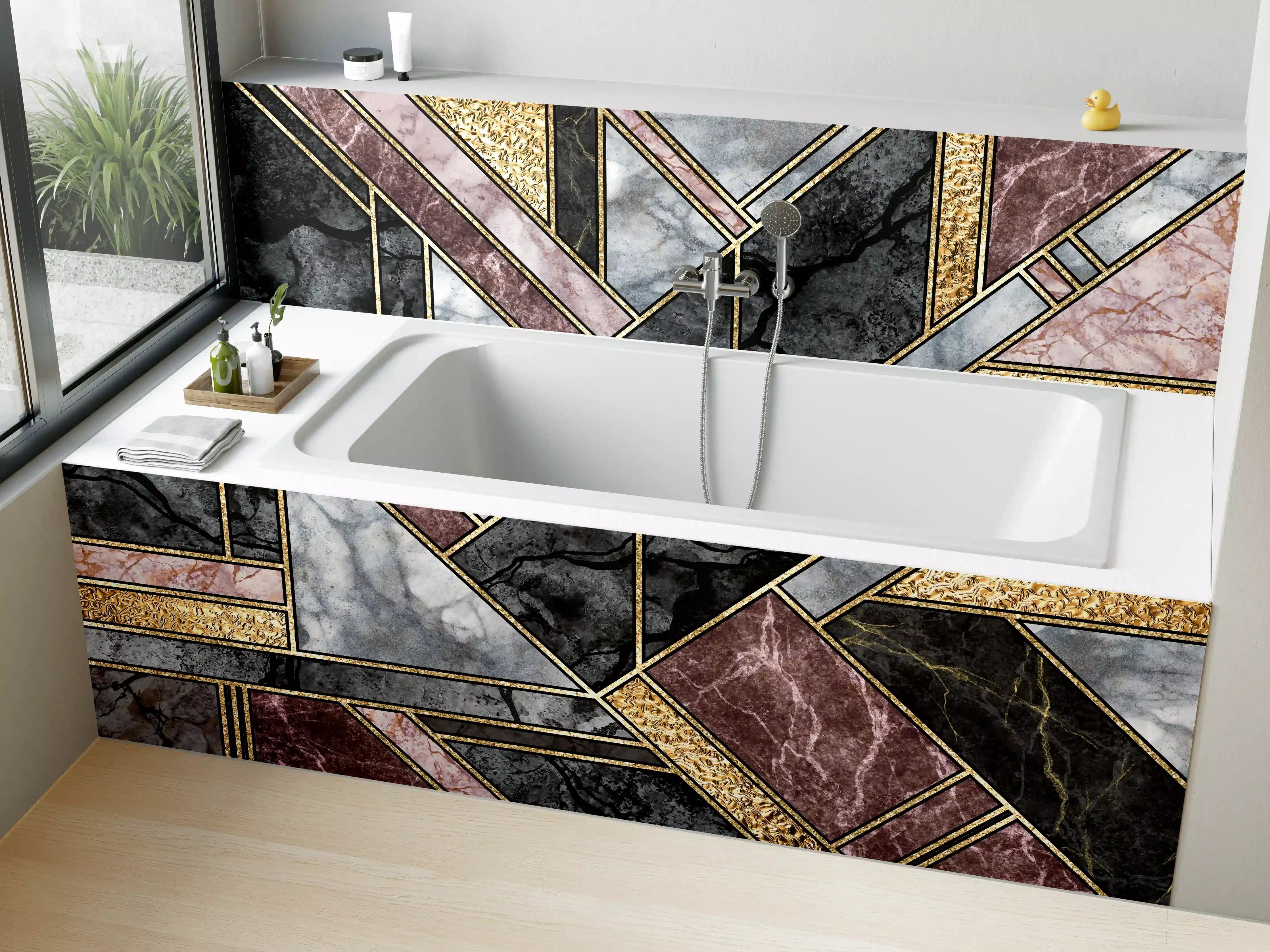 Badewannen-Rückwand - Abstrakter Marmor Mosaik Hintergrund