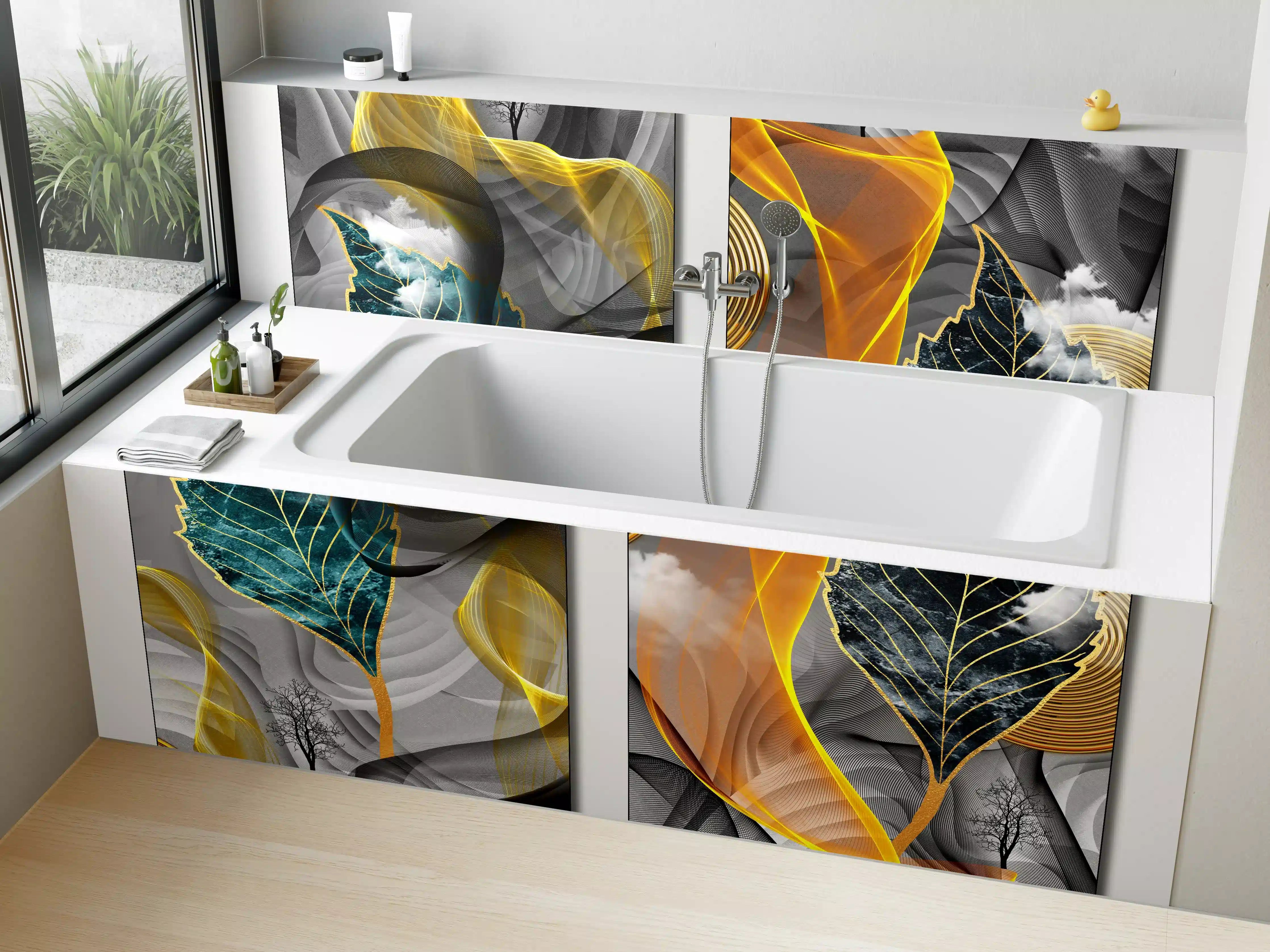 Badewannen-Rückwand - Abstraktes 3D Design