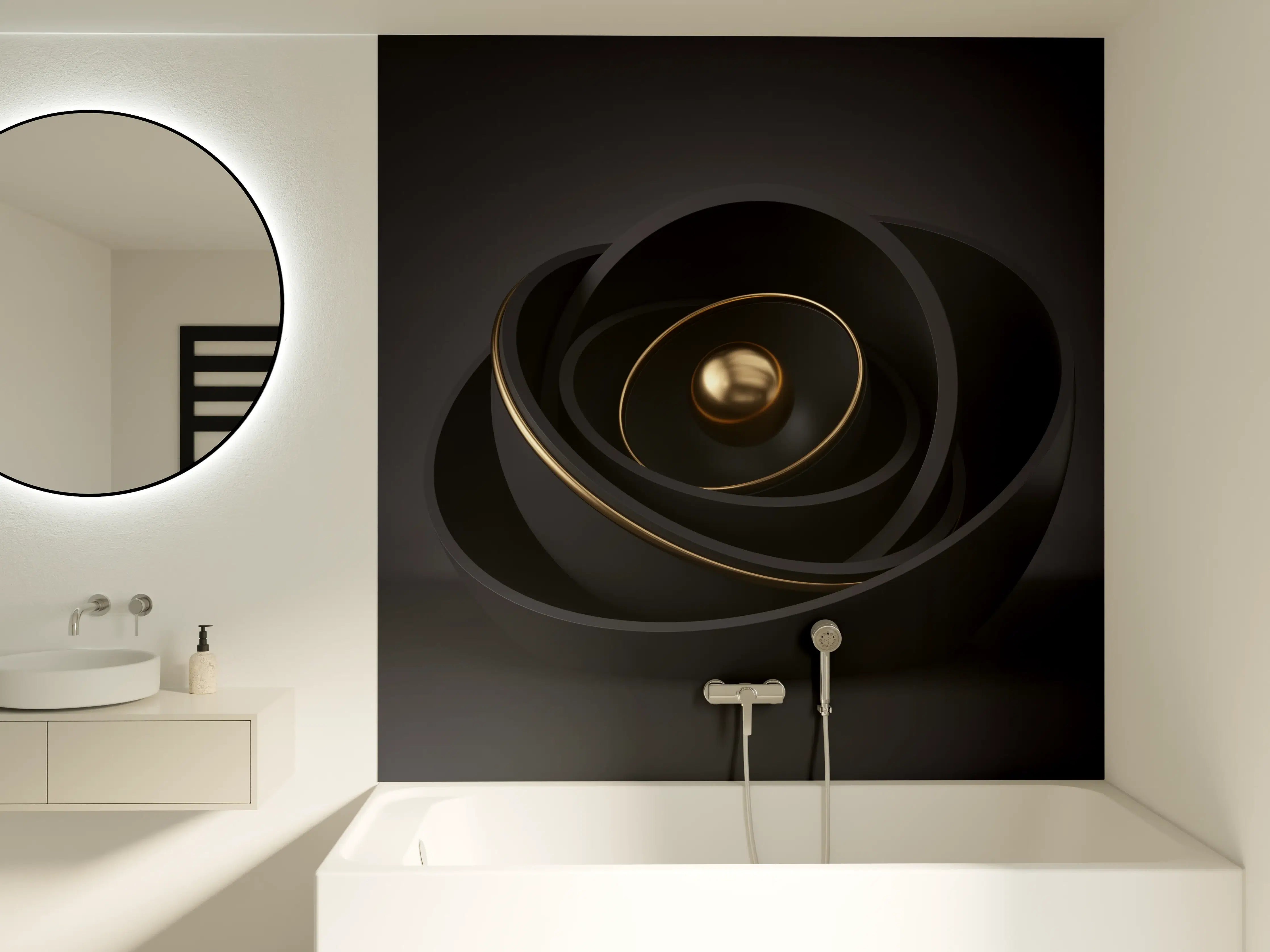 Badewannen-Rückwand - Abstraktes 3D-Design einer Muschel