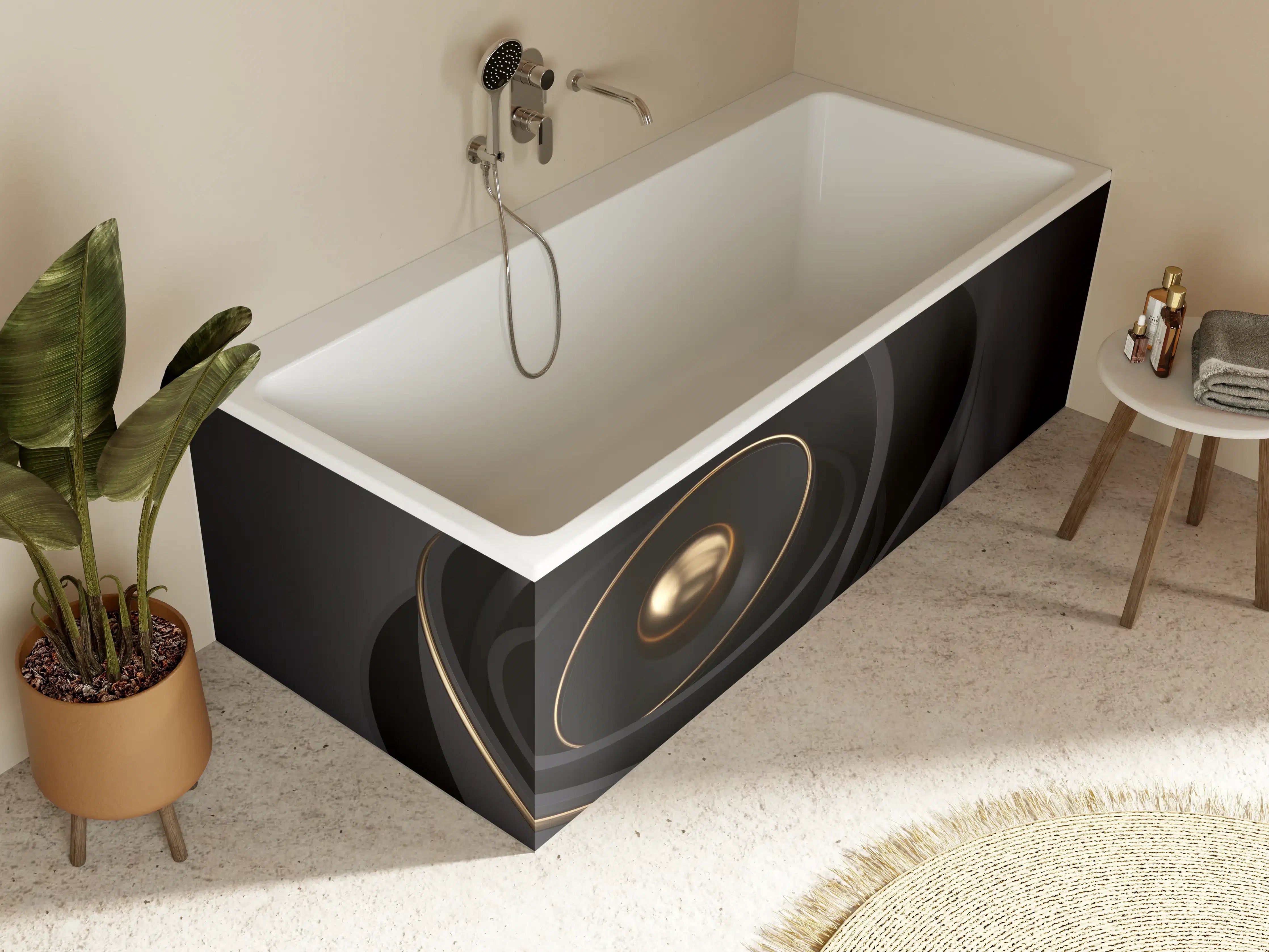 Badewannen-Rückwand - Abstraktes 3D-Design einer Muschel