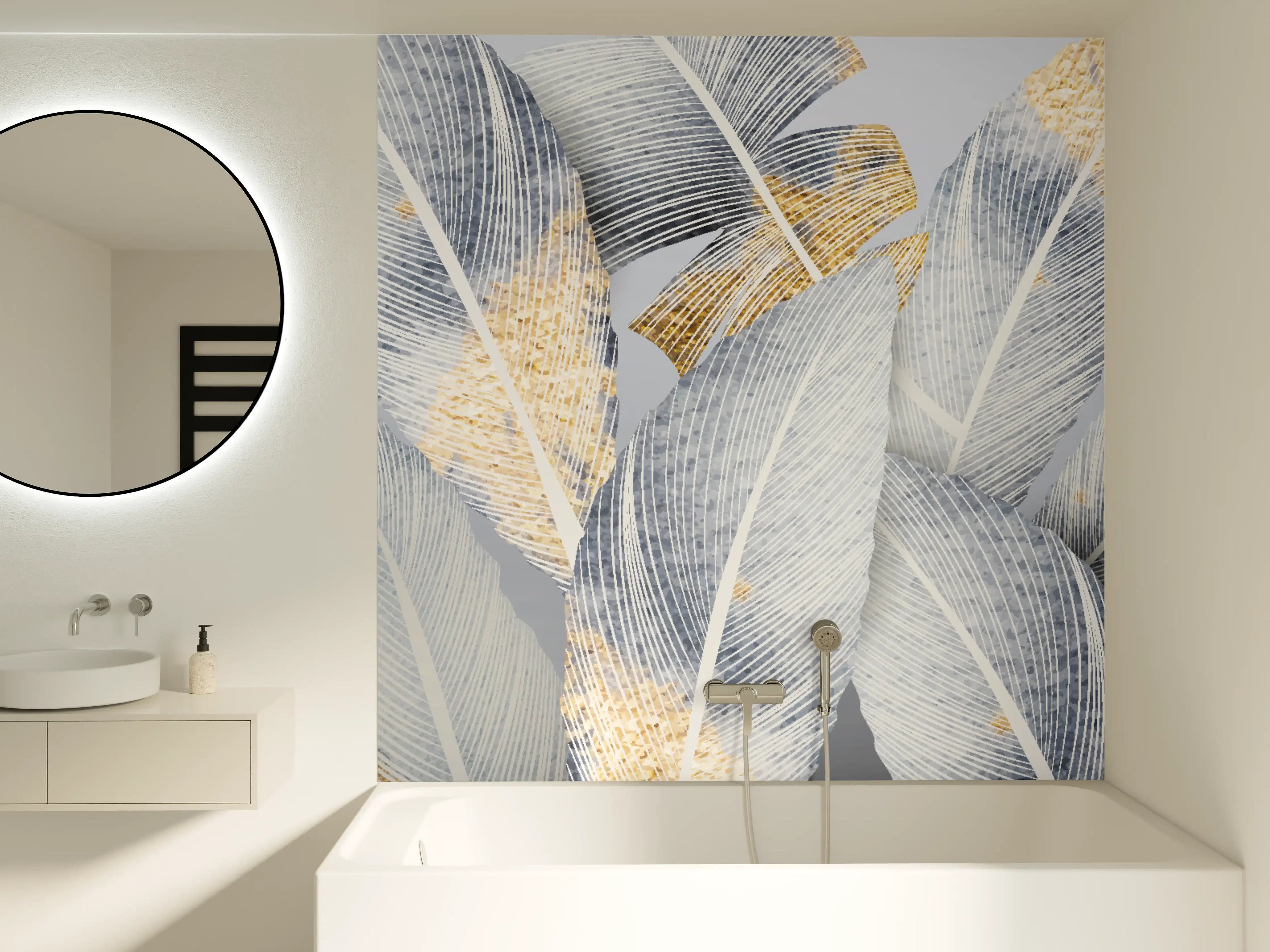 Badewannen-Rückwand - Abstraktes Blattgold-Design