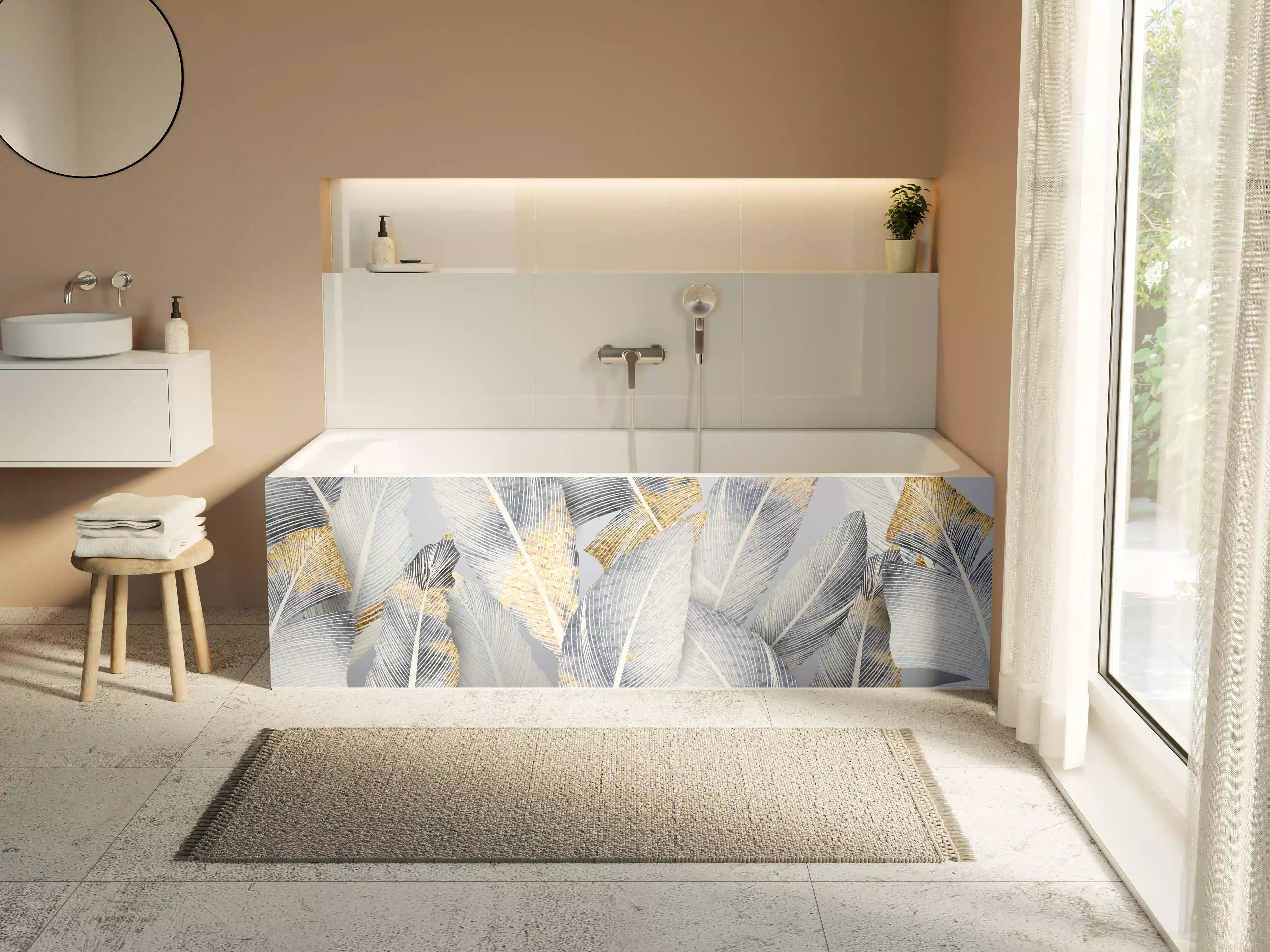 Badewannen-Rückwand - Abstraktes Blattgold-Design
