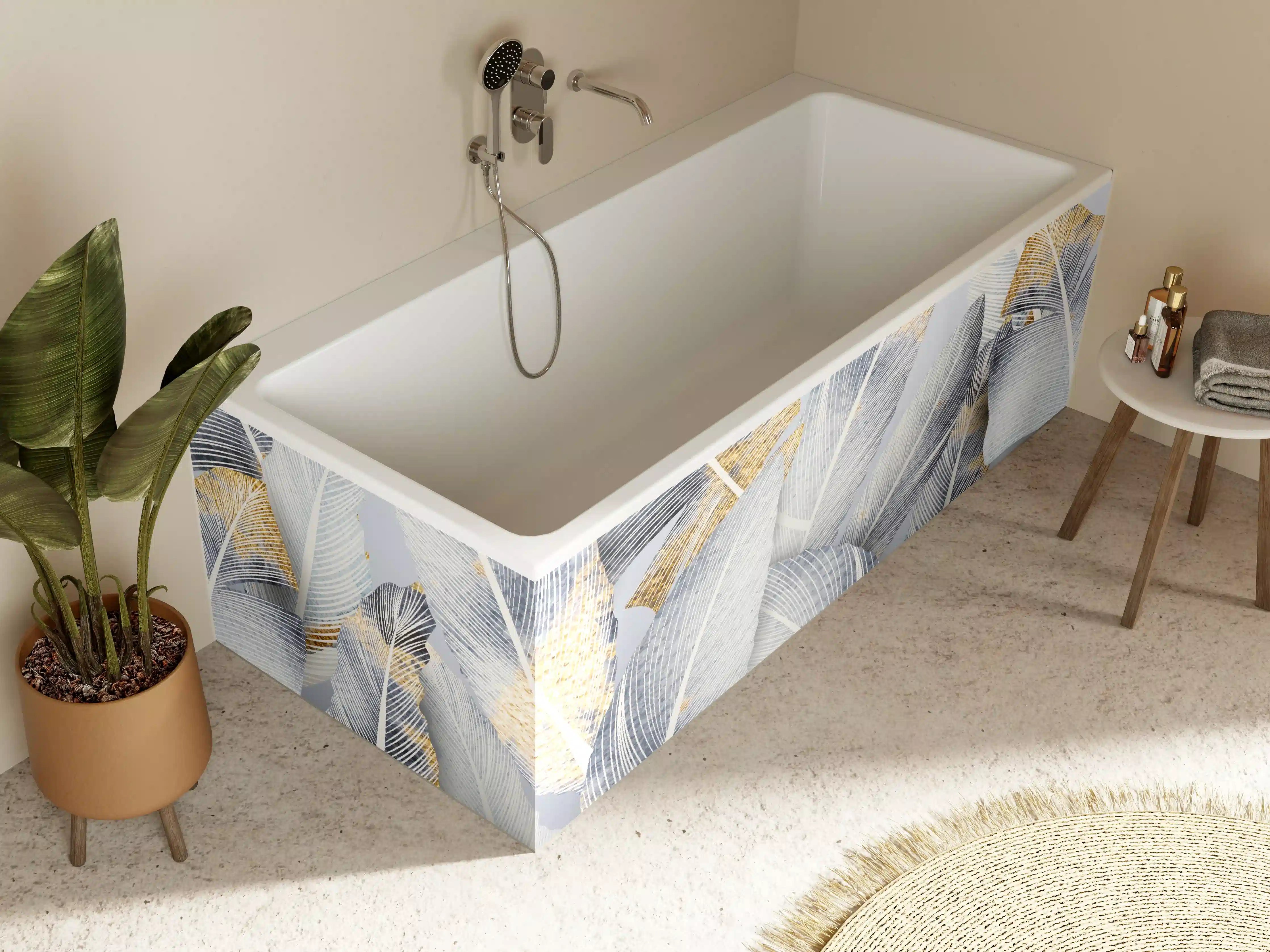 Badewannen-Rückwand - Abstraktes Blattgold-Design