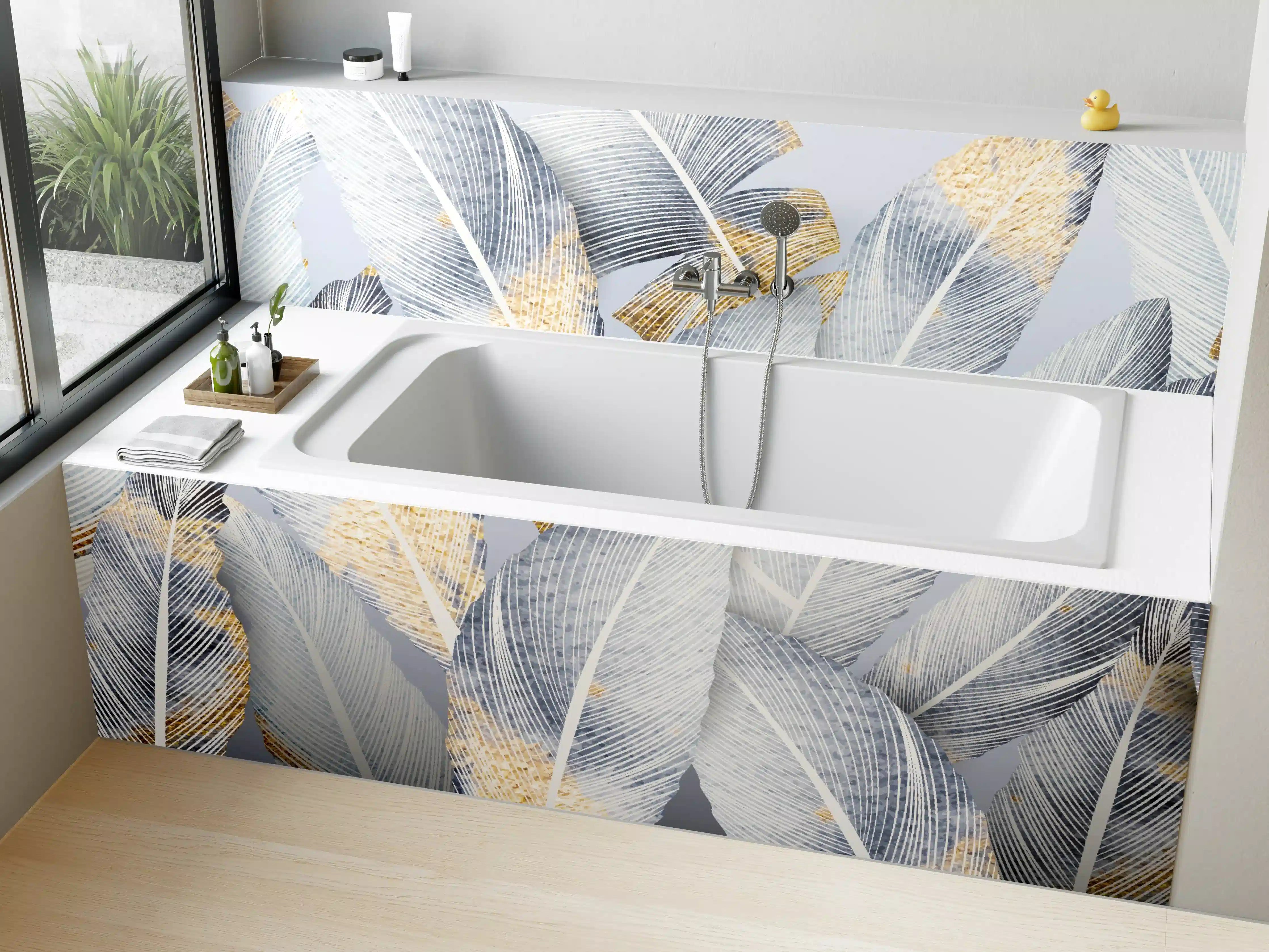 Badewannen-Rückwand - Abstraktes Blattgold-Design