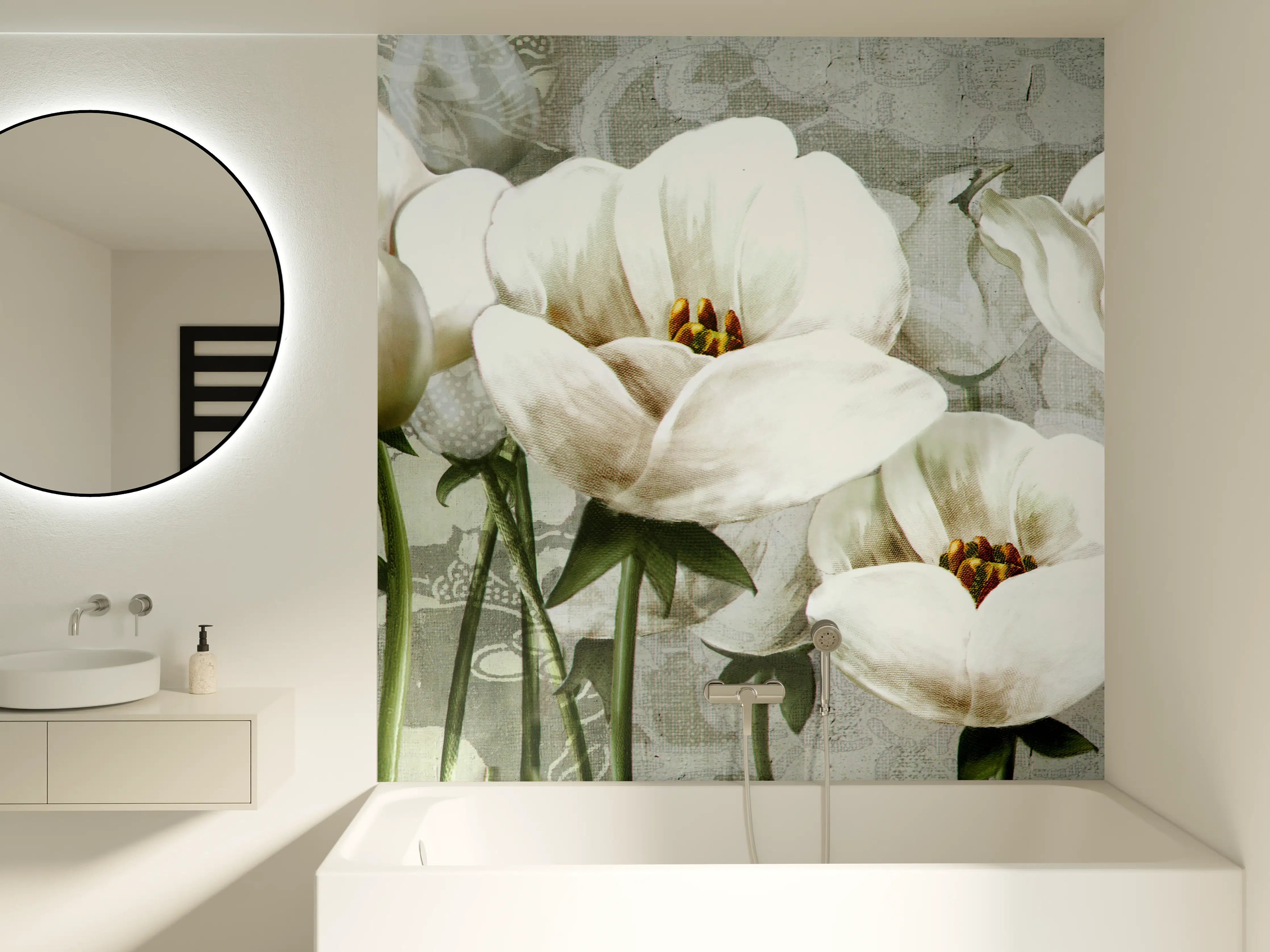 Badewannen-Rückwand - Abstraktes Blumen Tapetendesign