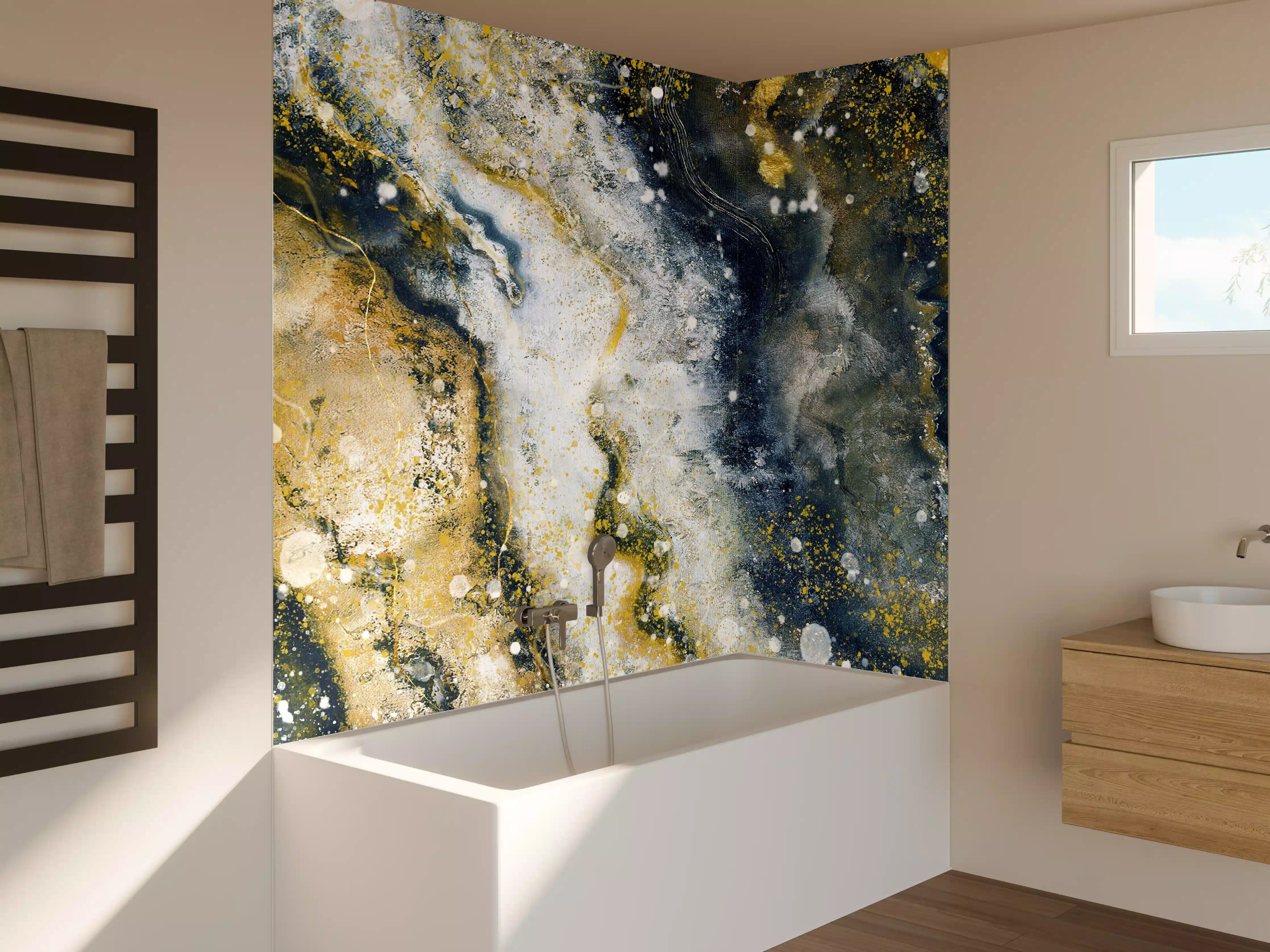 Badewannen-Rückwand - Abstraktes Kunstwert - Flüssigkunst