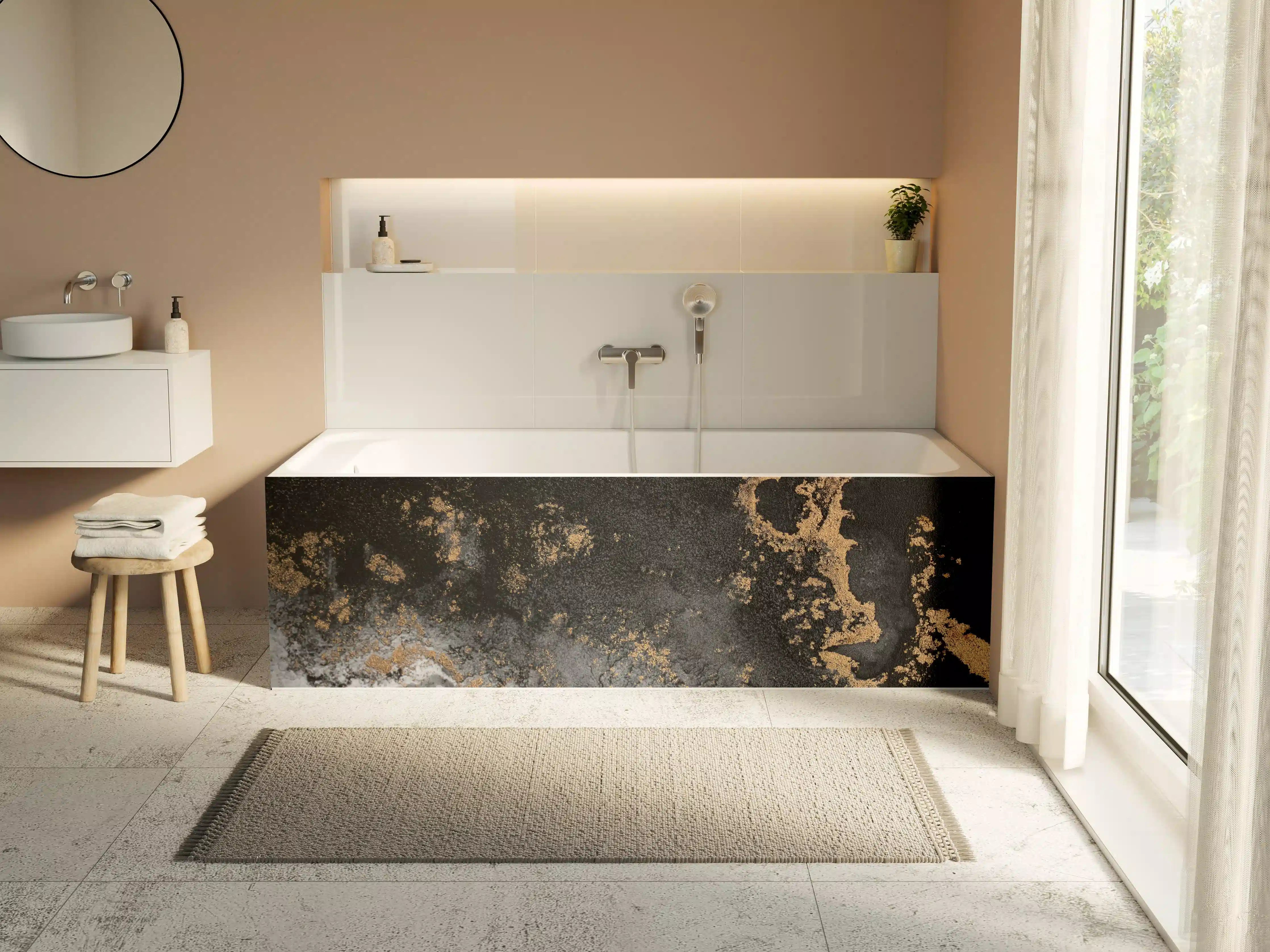 Badewannen-Rückwand - Abstraktes Marmor Design - Flüssigkunst