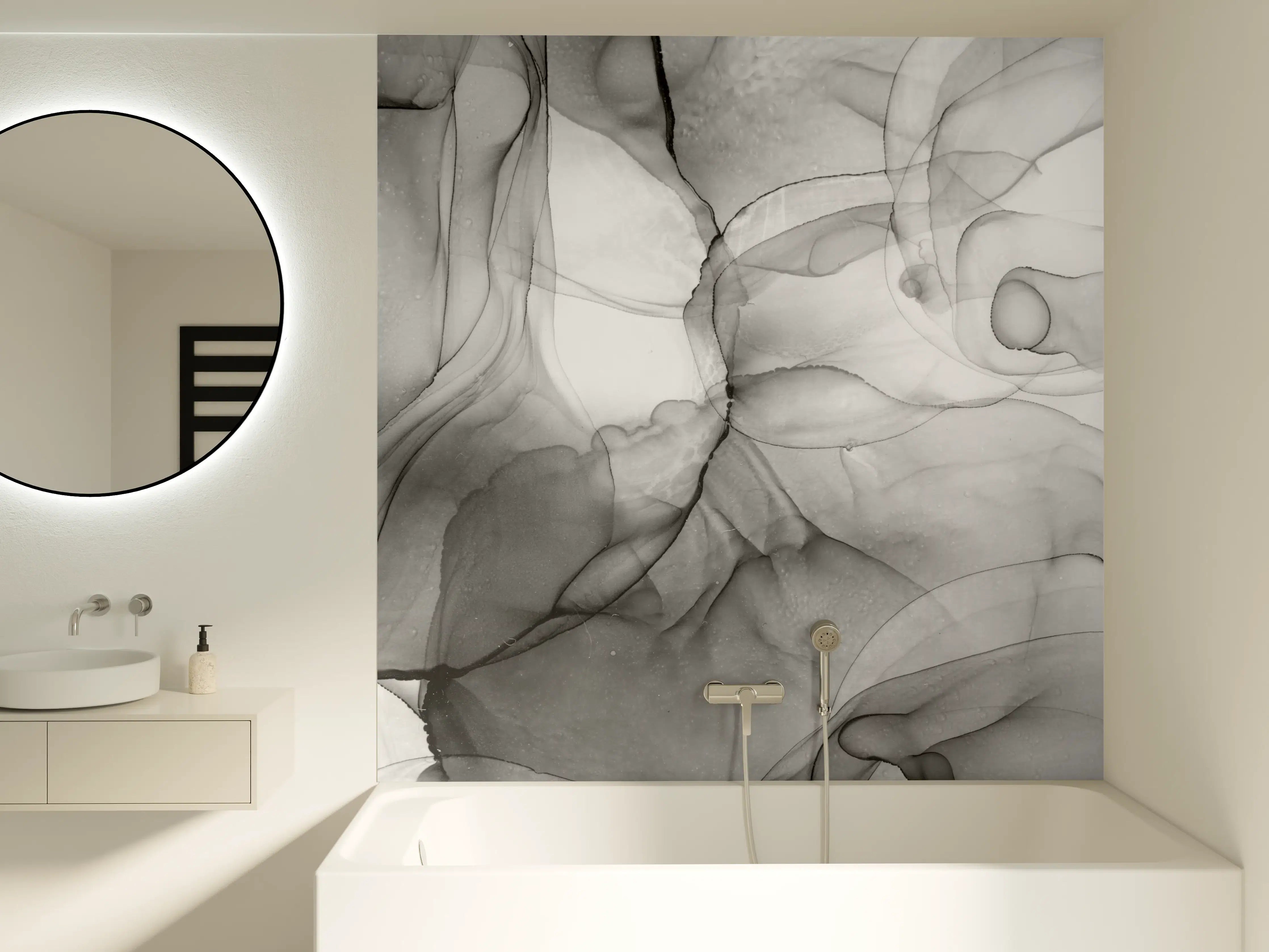 Badewannen-Rückwand - Abstraktes Marmor Tinten Design