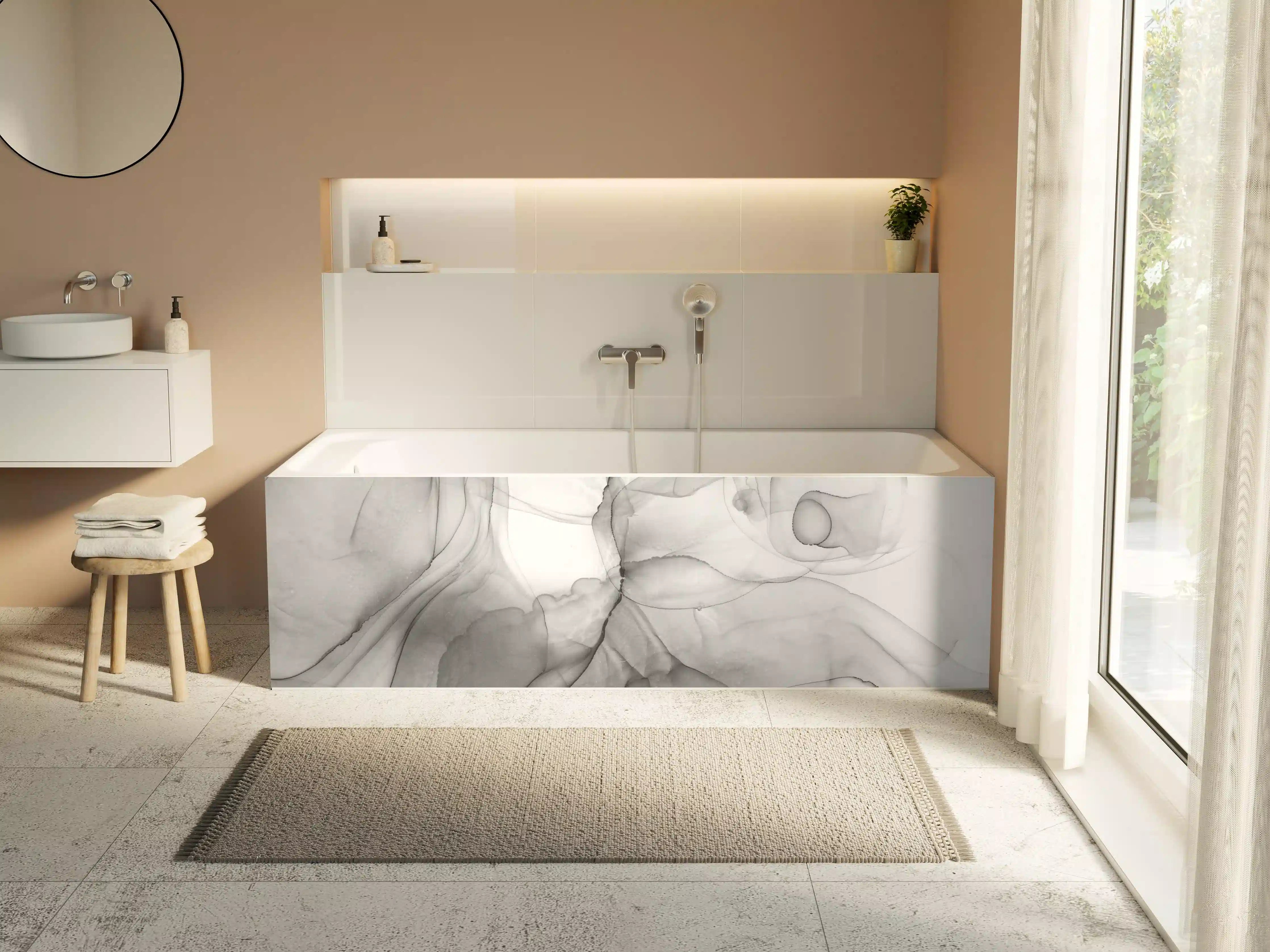 Badewannen-Rückwand - Abstraktes Marmor Tinten Design