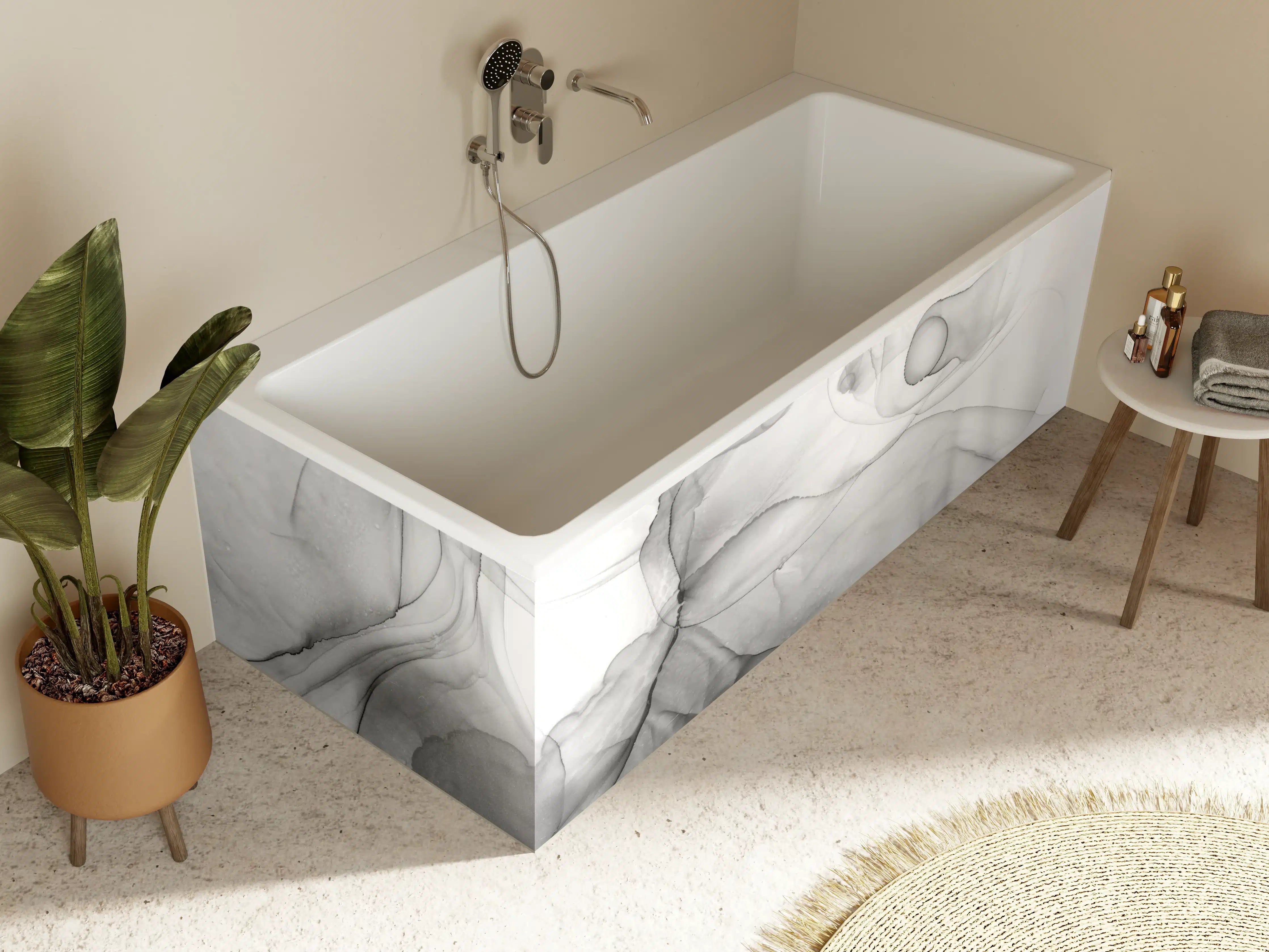 Badewannen-Rückwand - Abstraktes Marmor Tinten Design