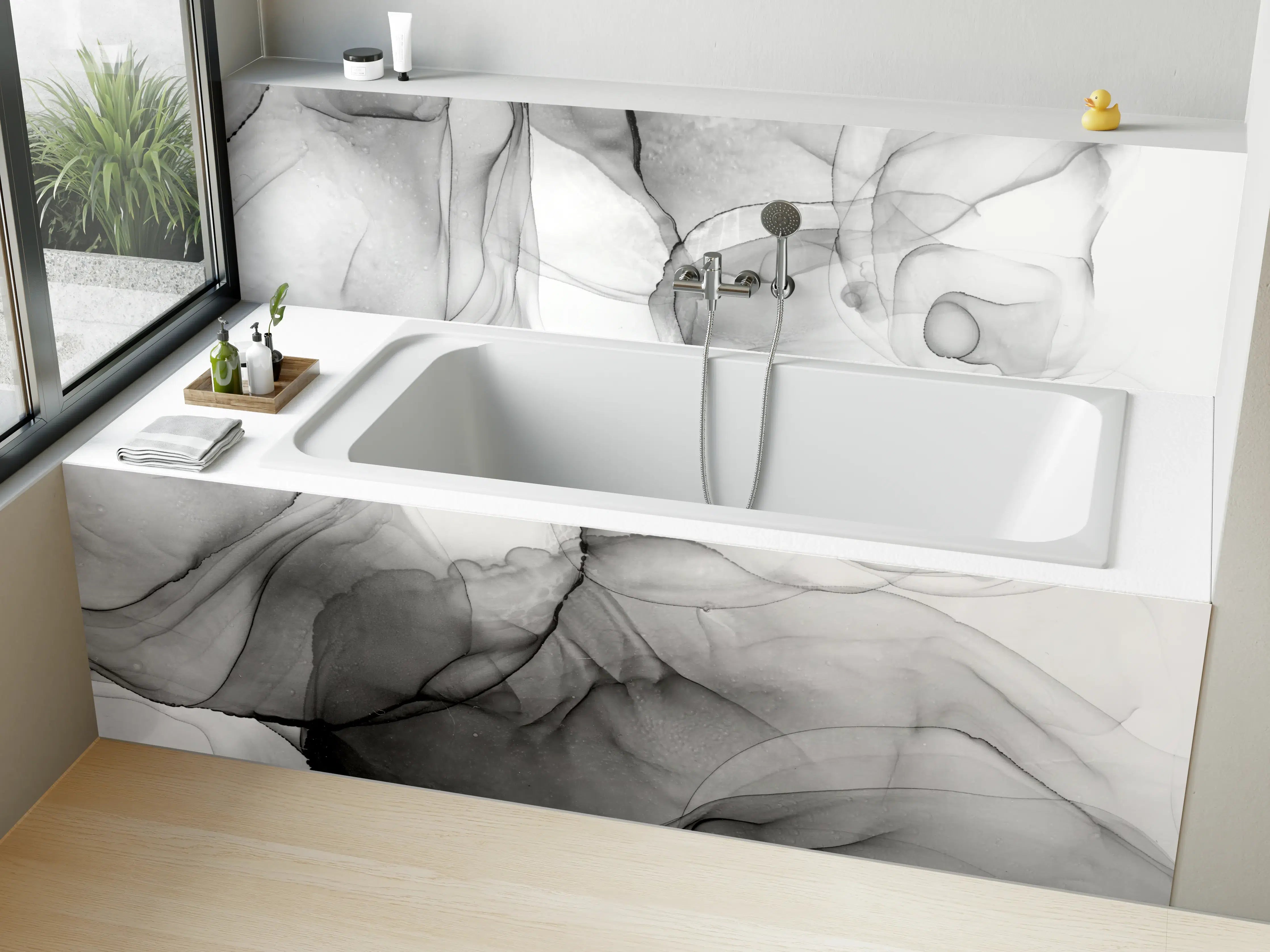 Badewannen-Rückwand - Abstraktes Marmor Tinten Design