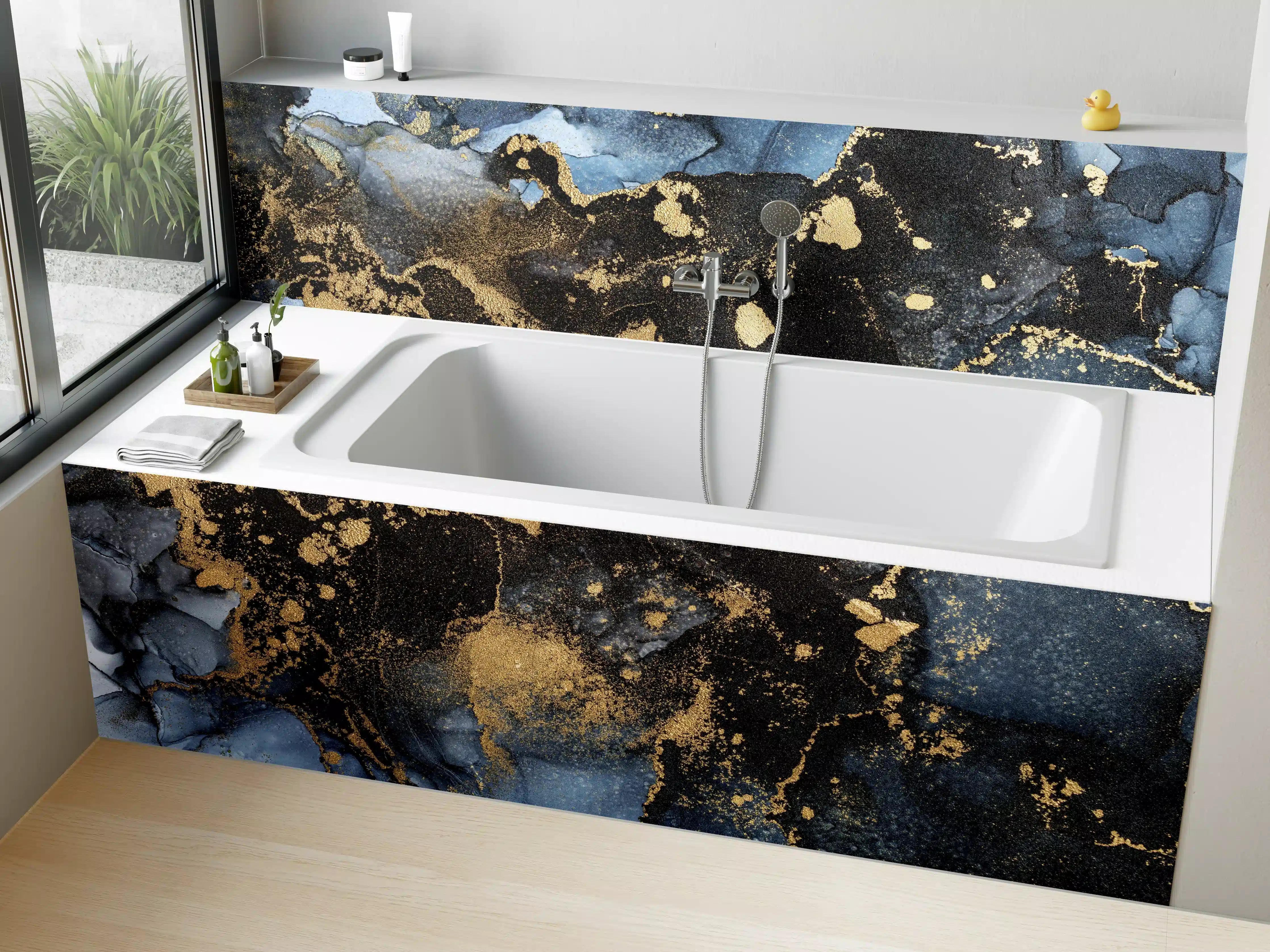 Badewannen-Rückwand - Abstraktes Marmor Wanddesign - Flüssigmalerei