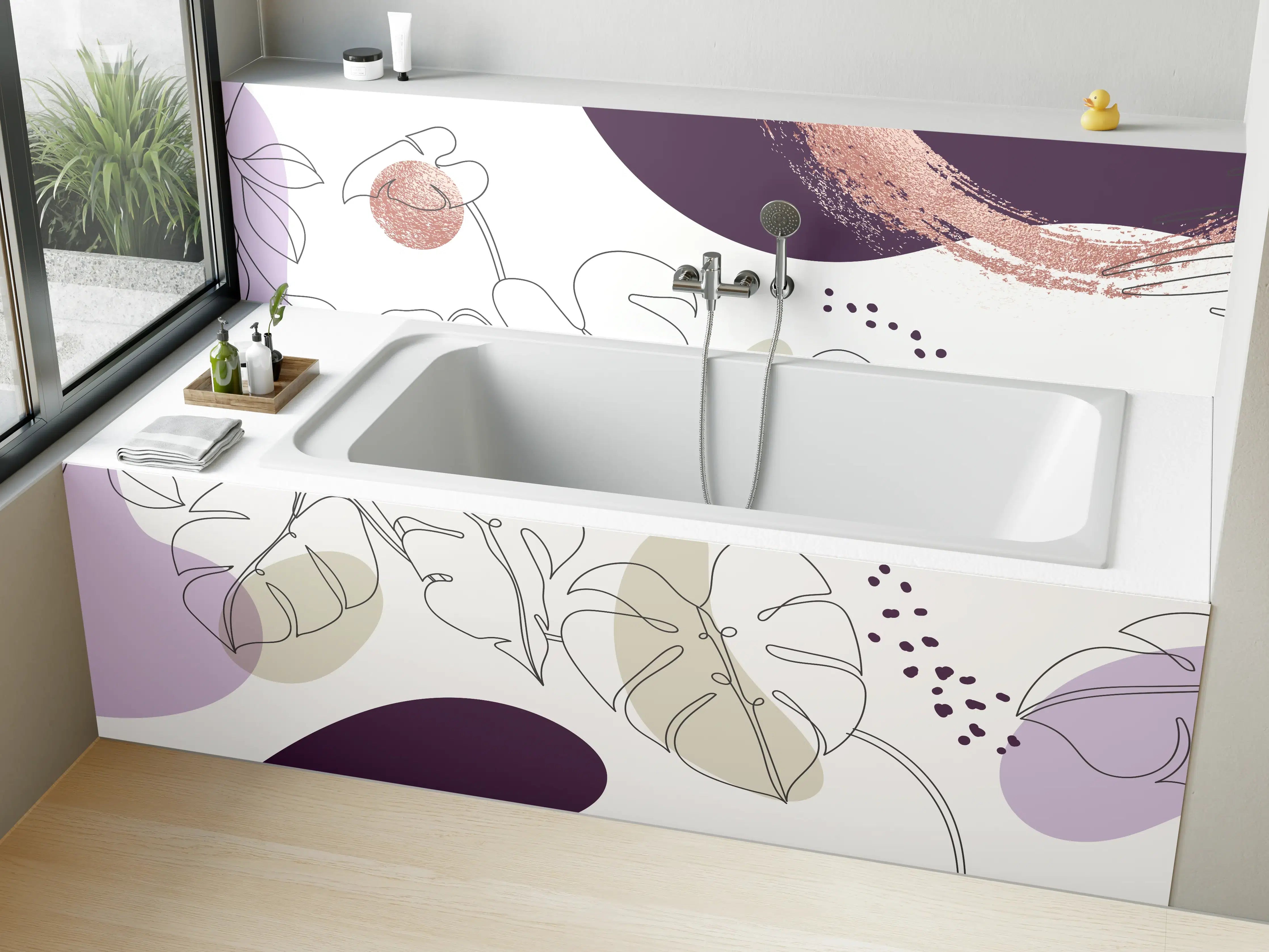 Badewannen-Rückwand - Abstraktes Pastellfarben-Design
