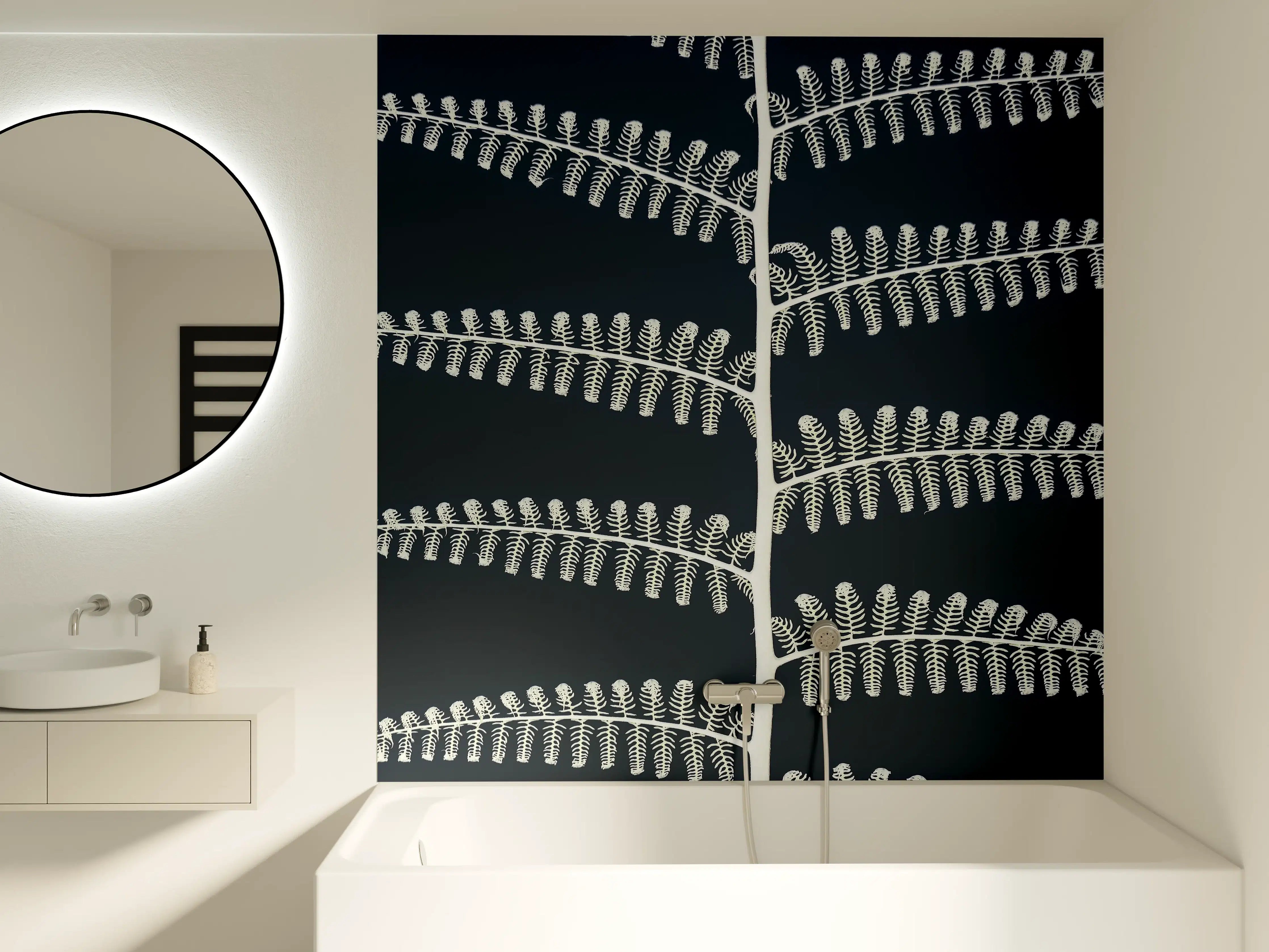 Badewannen-Rückwand - Abstraktes Pflanzen-Farn-Muster