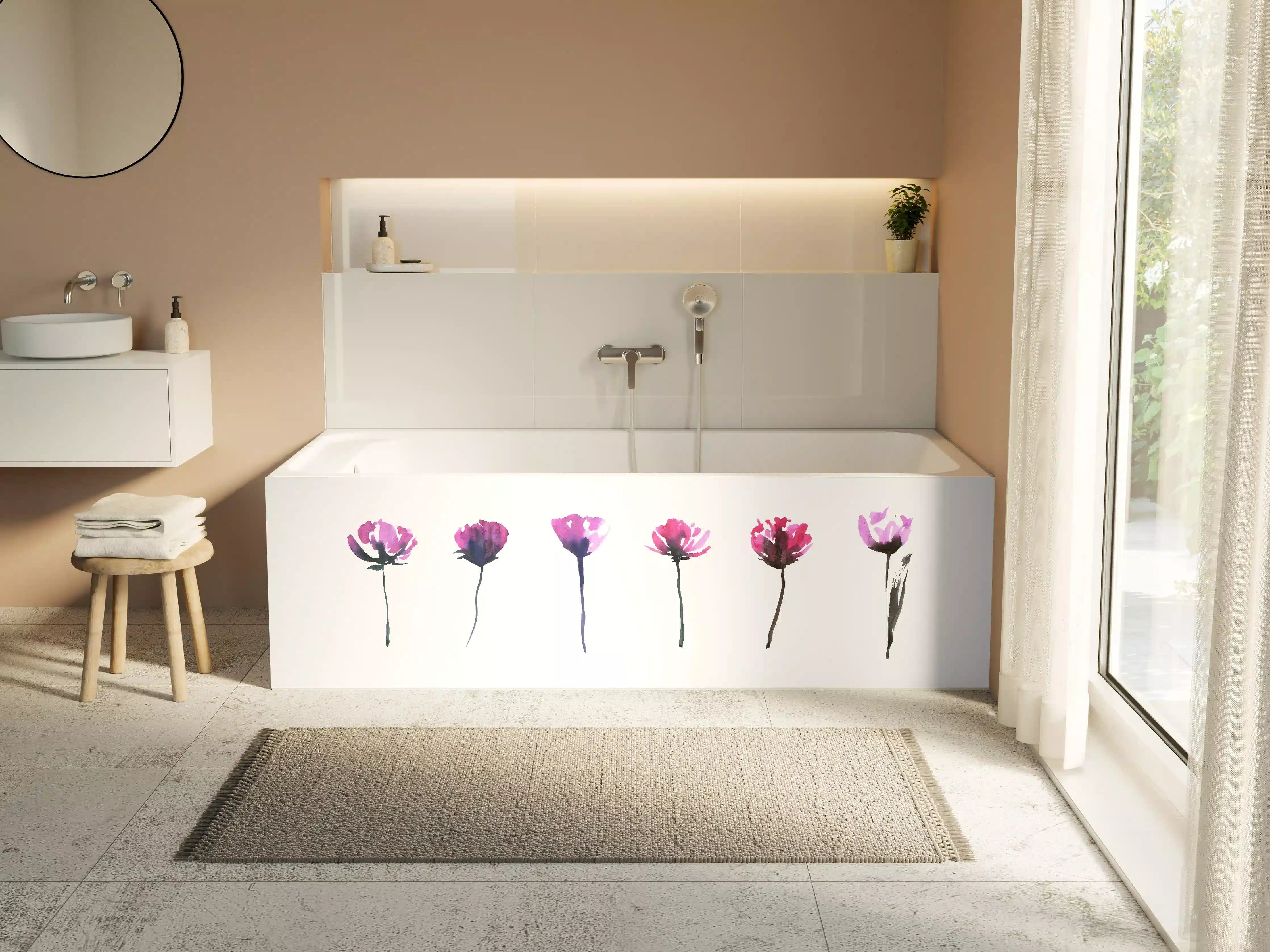 Badewannen-Rückwand - Abstraktes modernes Blumenset