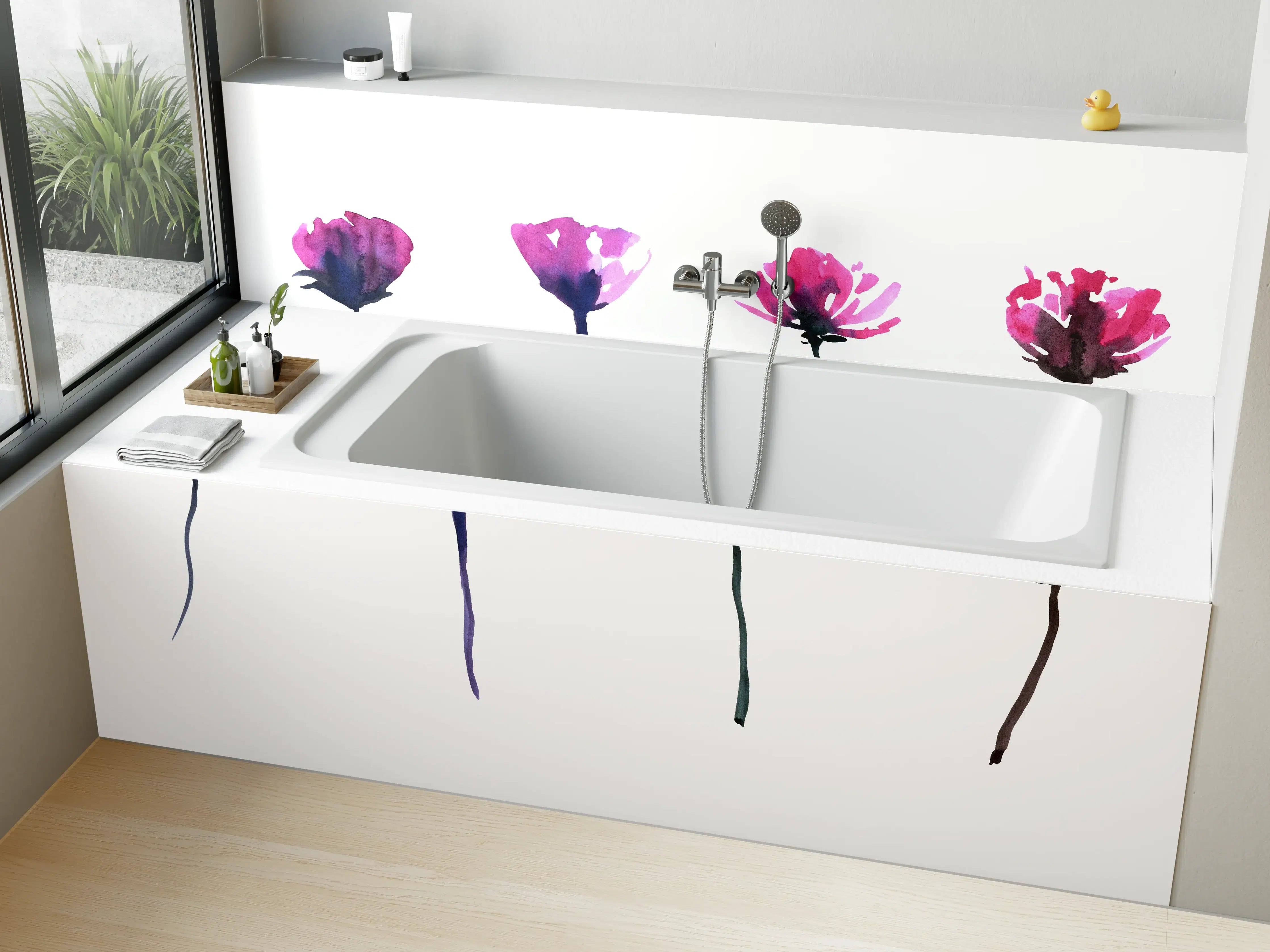 Badewannen-Rückwand - Abstraktes modernes Blumenset