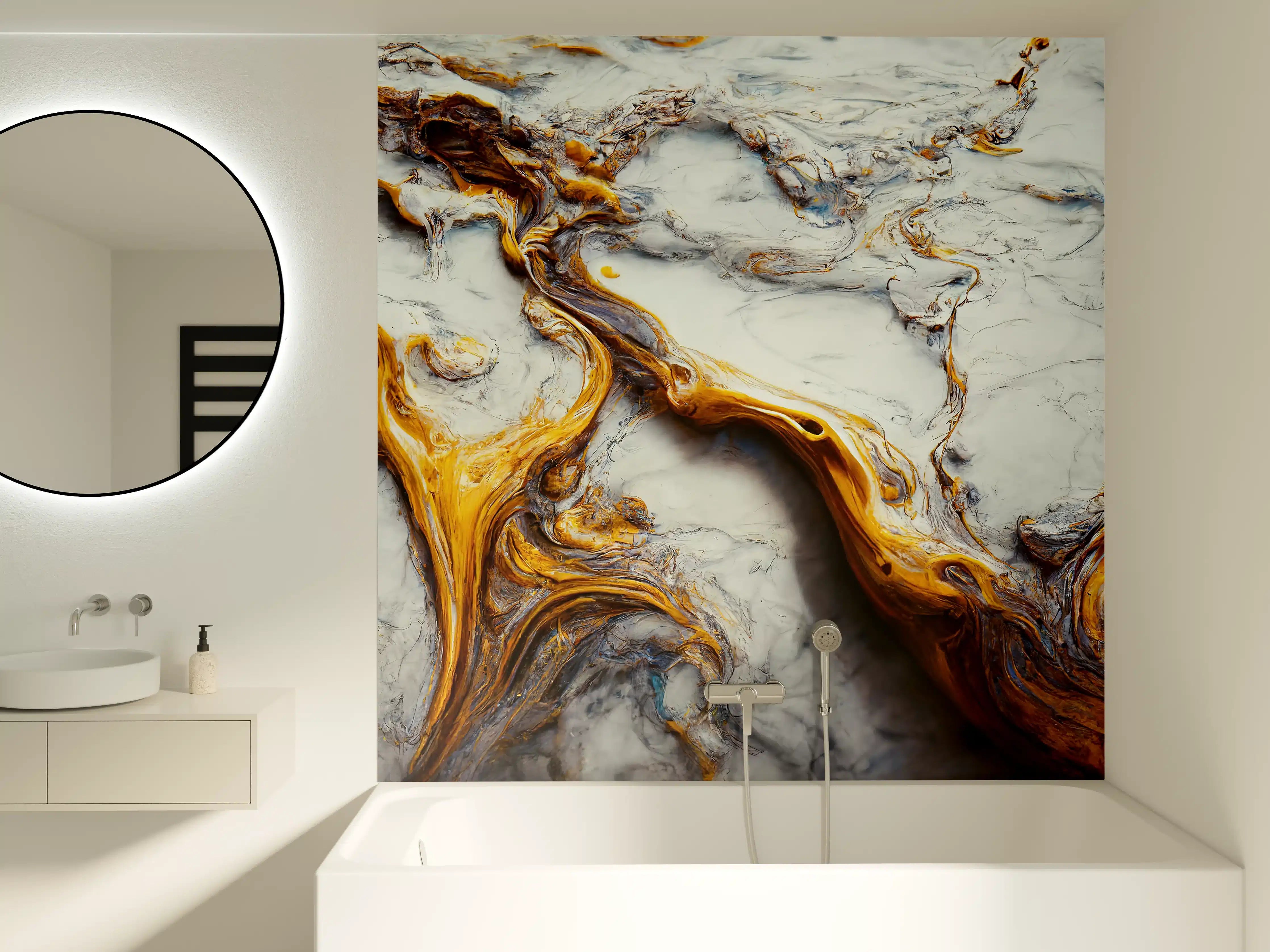 Badewannen-Rückwand - Acrylfarben Flüssigkunst - Marmor