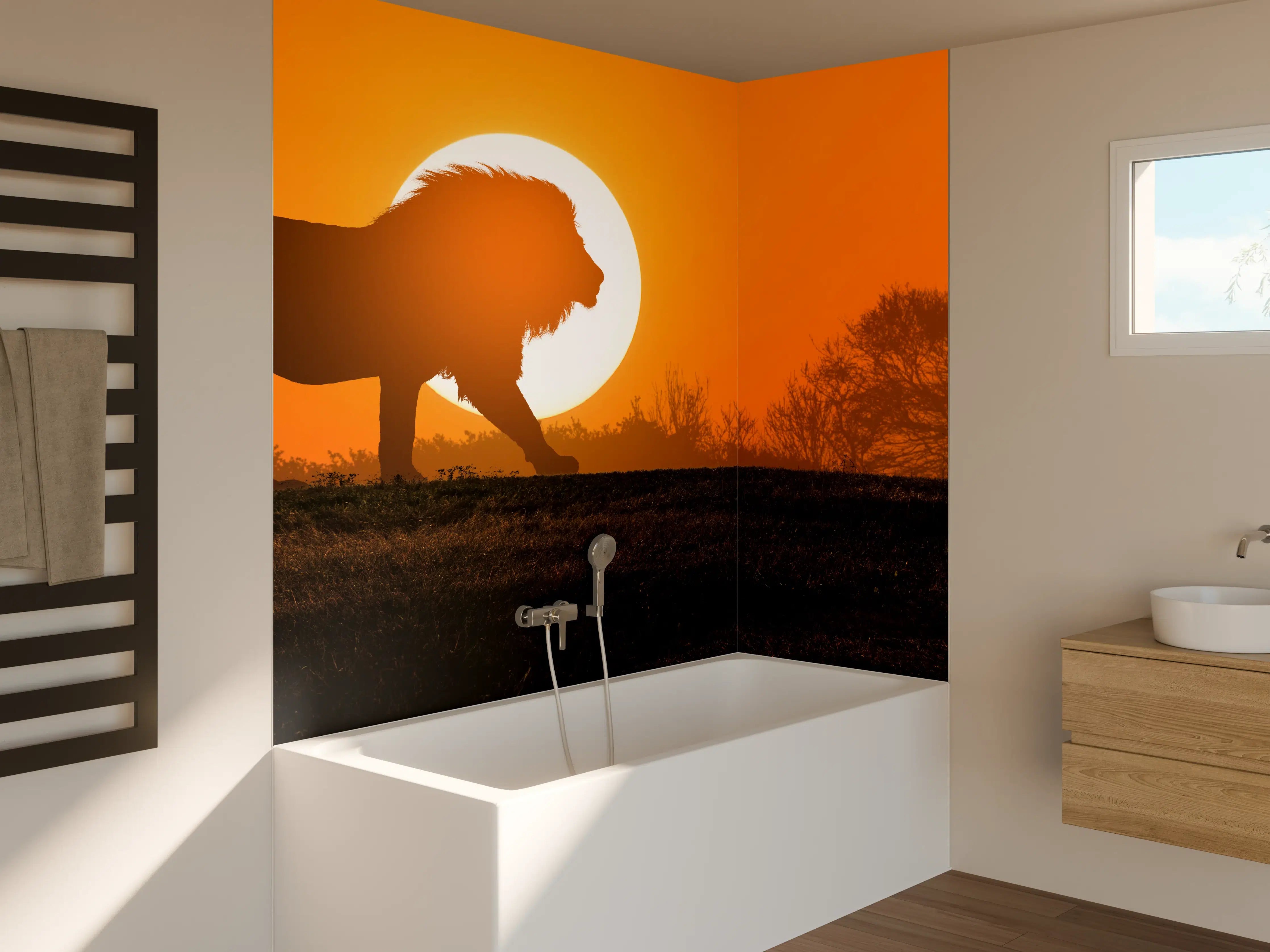 Badewannen-Rückwand - Afrikanische Landschaft bei Sonnenuntergang