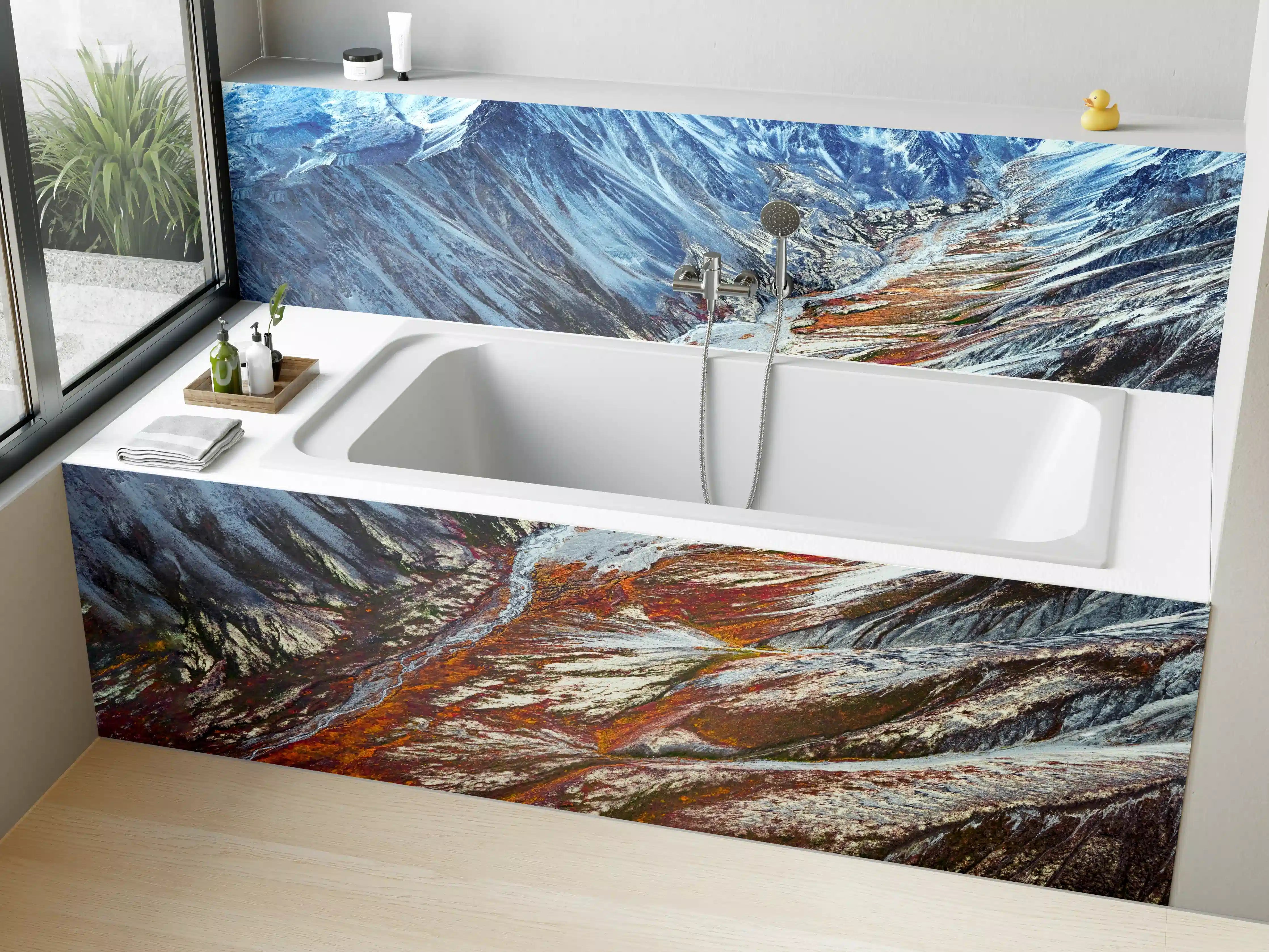 Badewannen-Rückwand - Alaskas Winter Berge Abstrakt