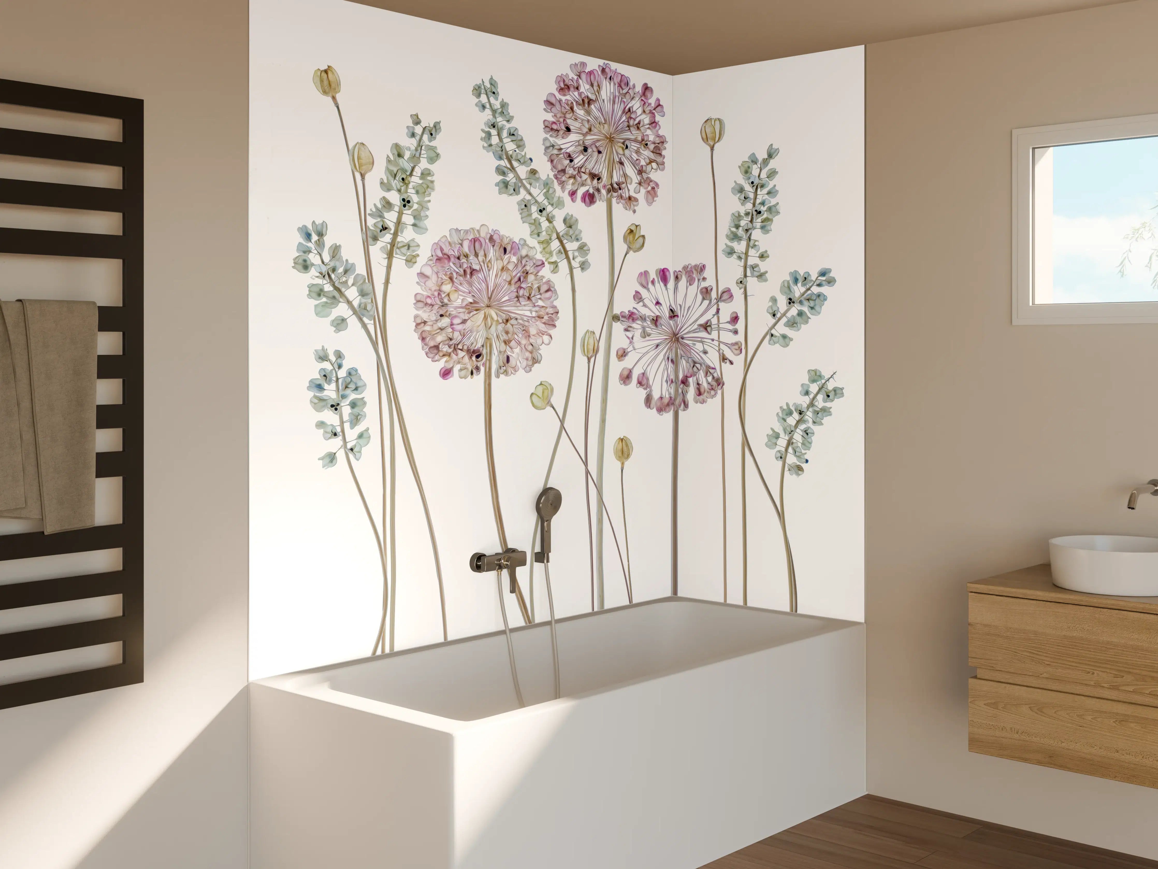 Badewannen-Rückwand - Allium Pflanzen - Floral