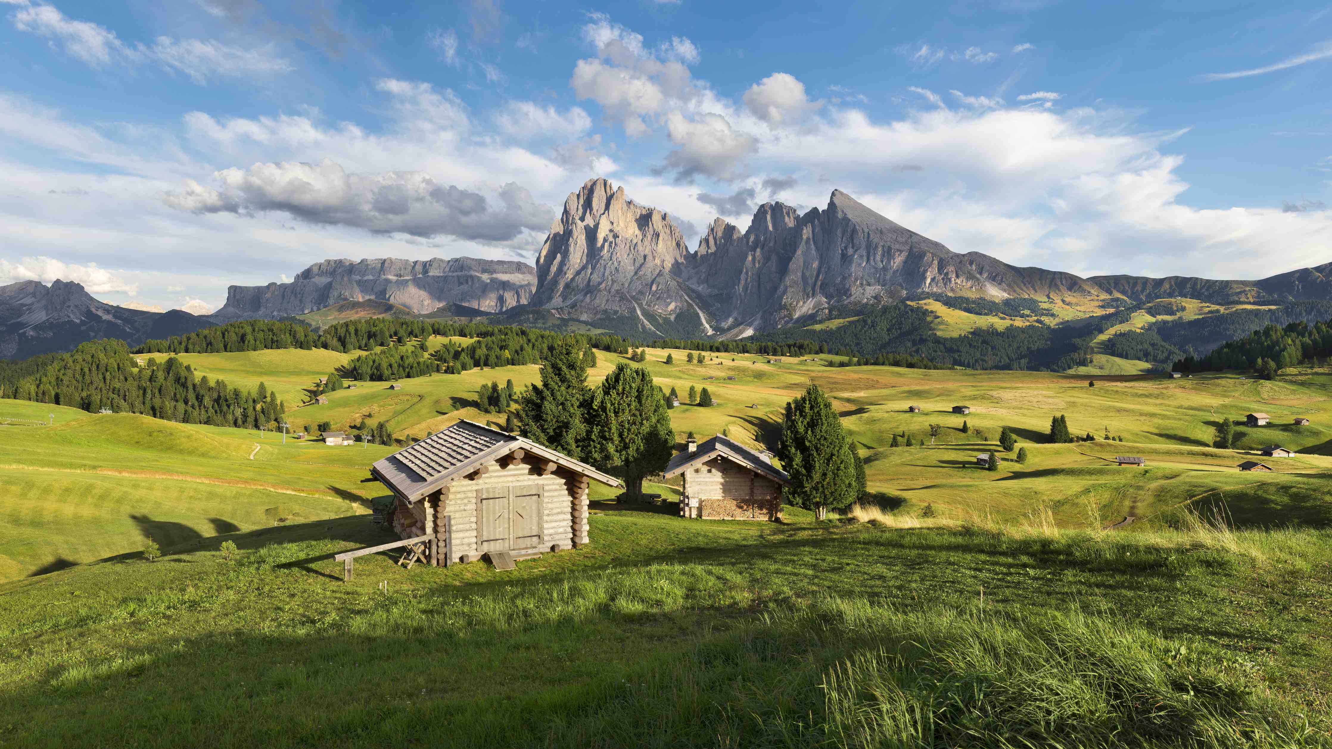 Badewannen-Rückwand-Alpenidylle mit grünen Wiesen