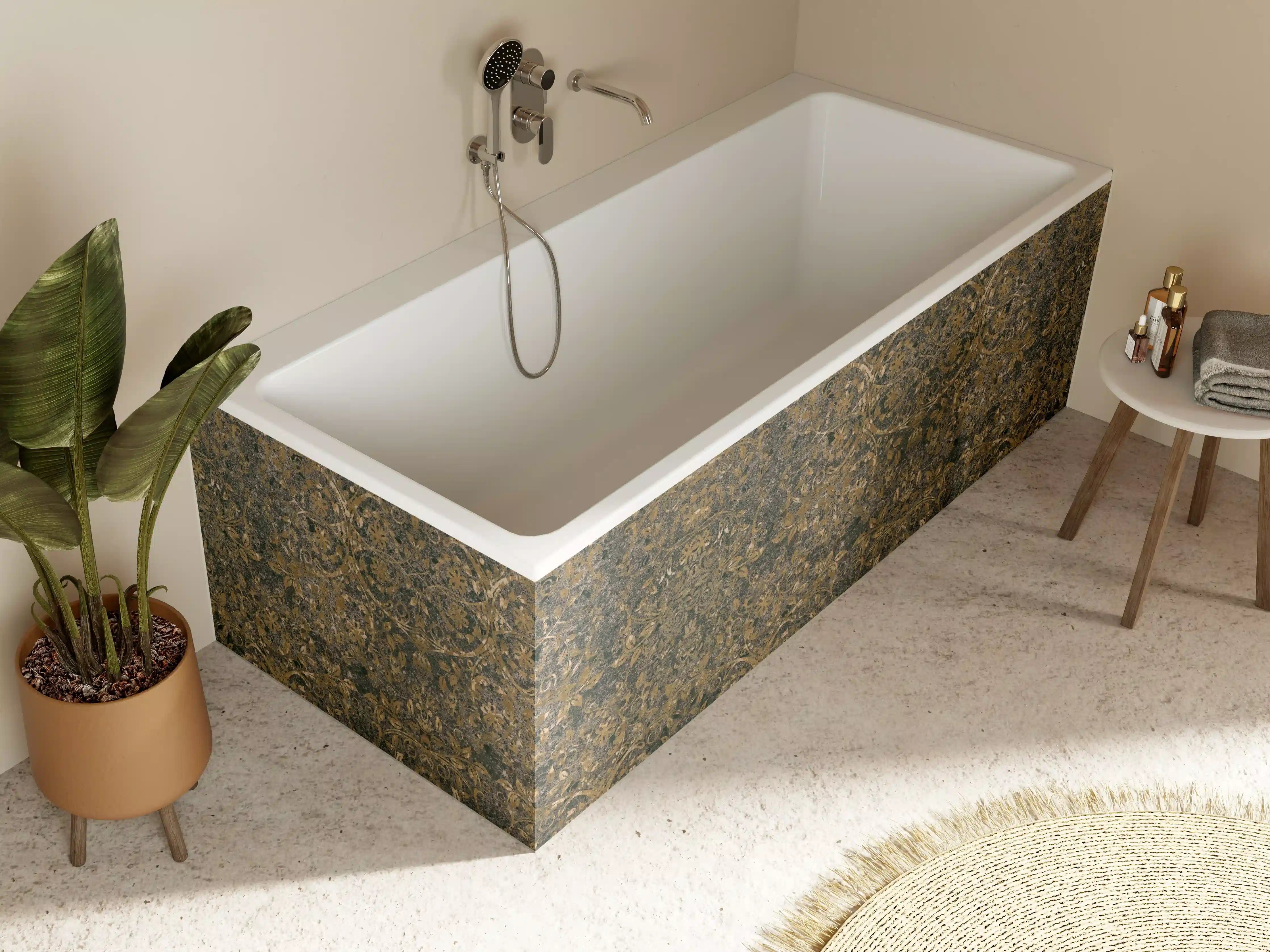 Badewannen-Rückwand - Alt schwarze anthrazit Fliesenmuster