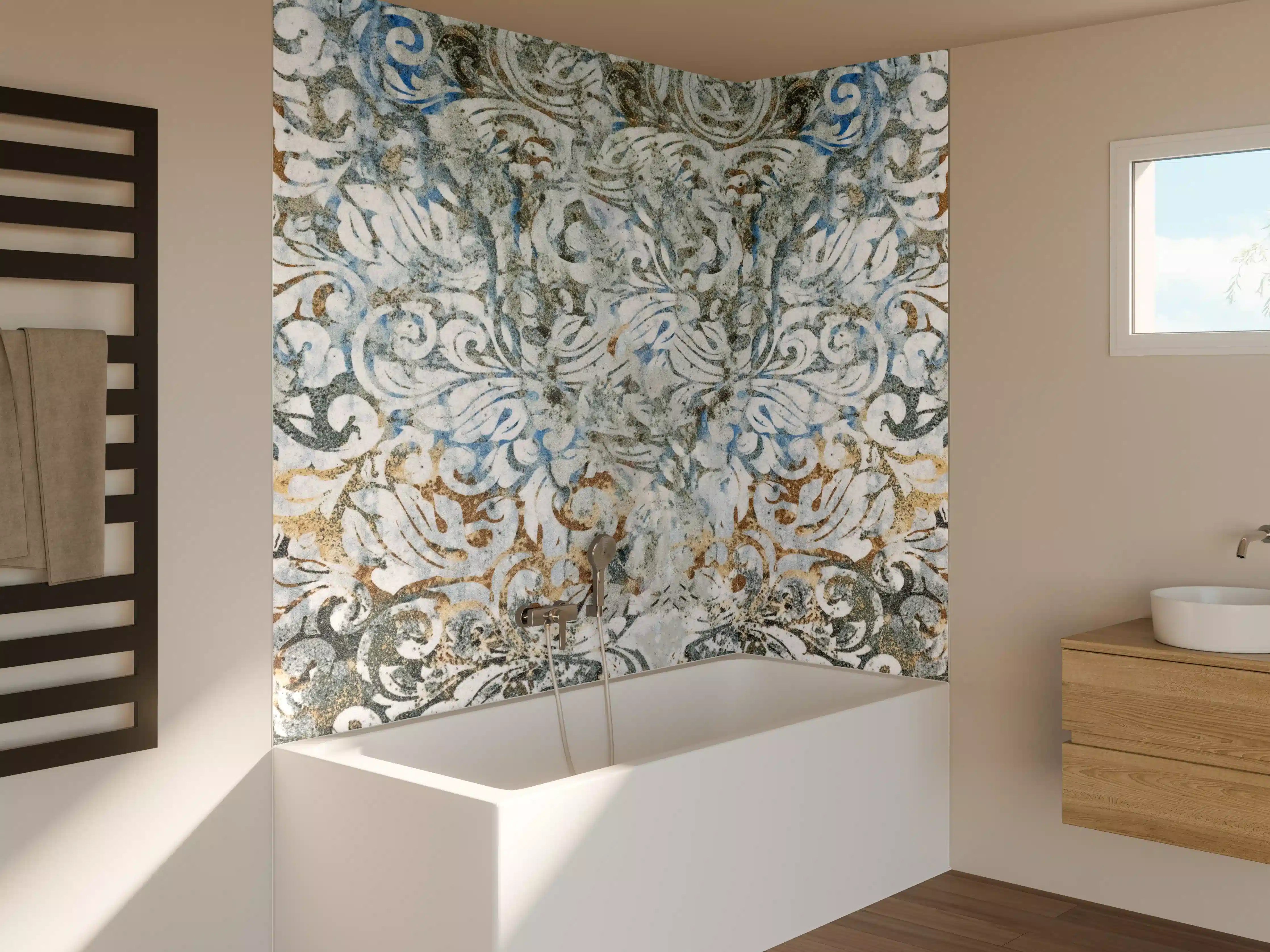 Badewannen-Rückwand - Alte Abstrakte Vintage Shabby Retro Stein Mosaik