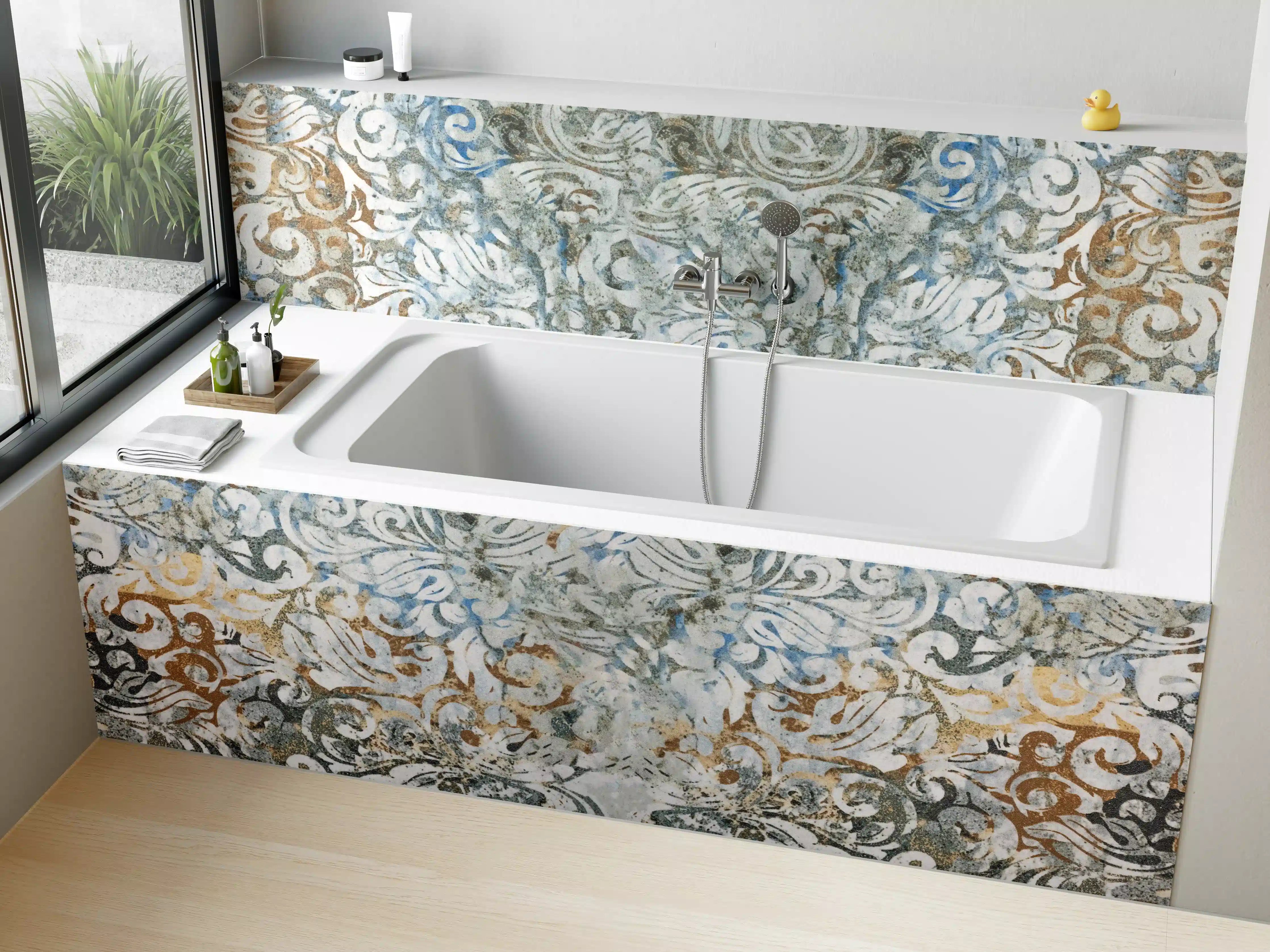 Badewannen-Rückwand - Alte Abstrakte Vintage Shabby Retro Stein Mosaik