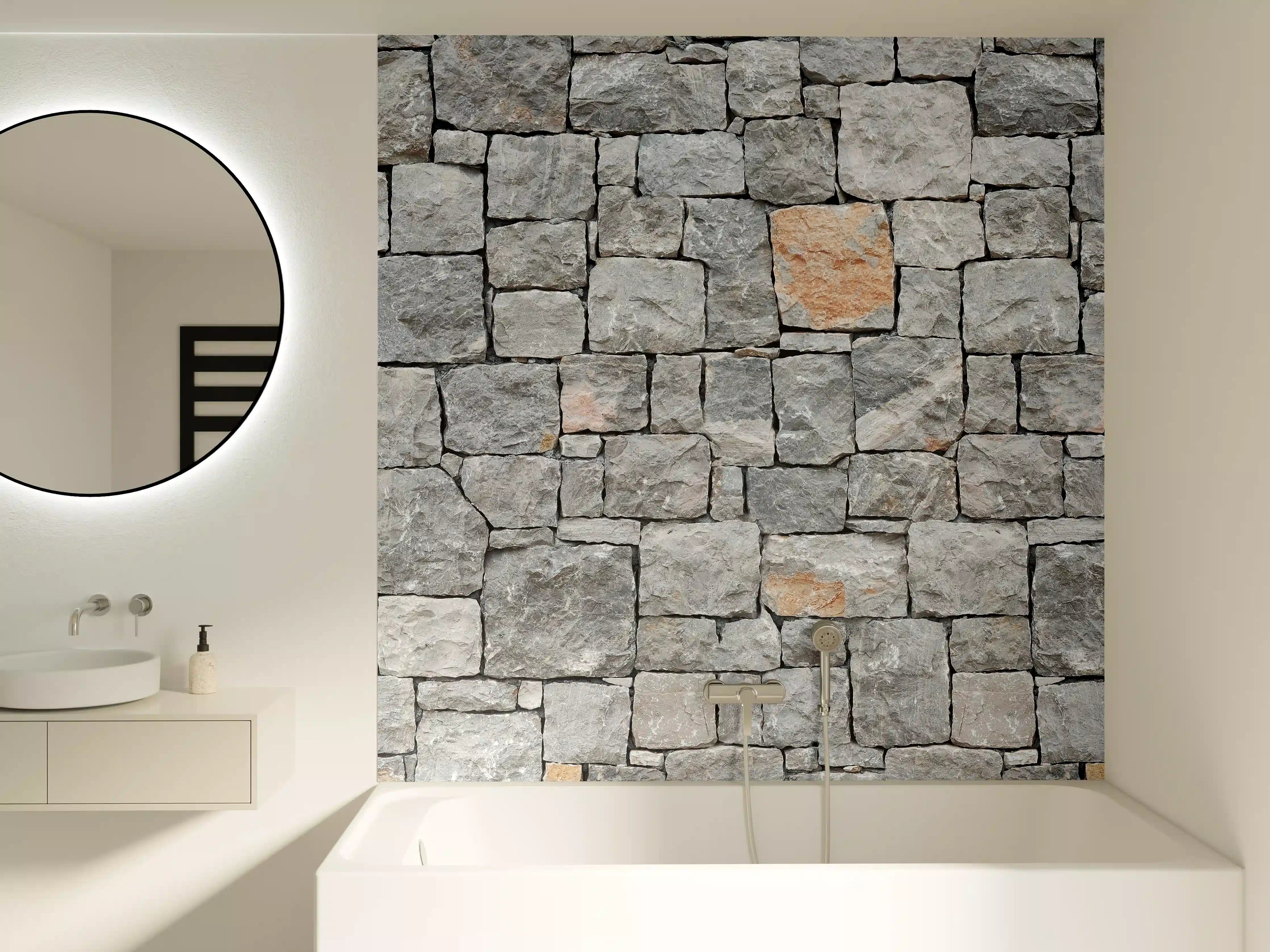 Badewannen-Rückwand - Alte Graue Steinwand