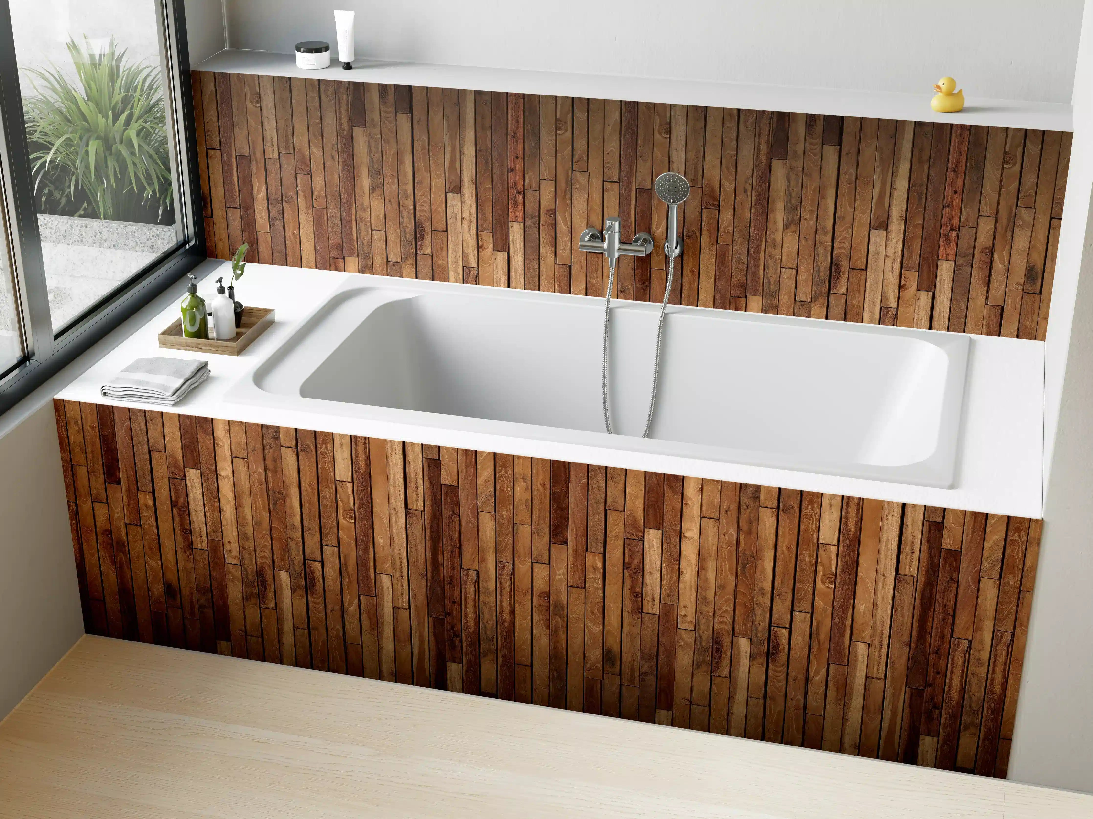 Badewannen-Rückwand - Alte Kiefernholz Planken