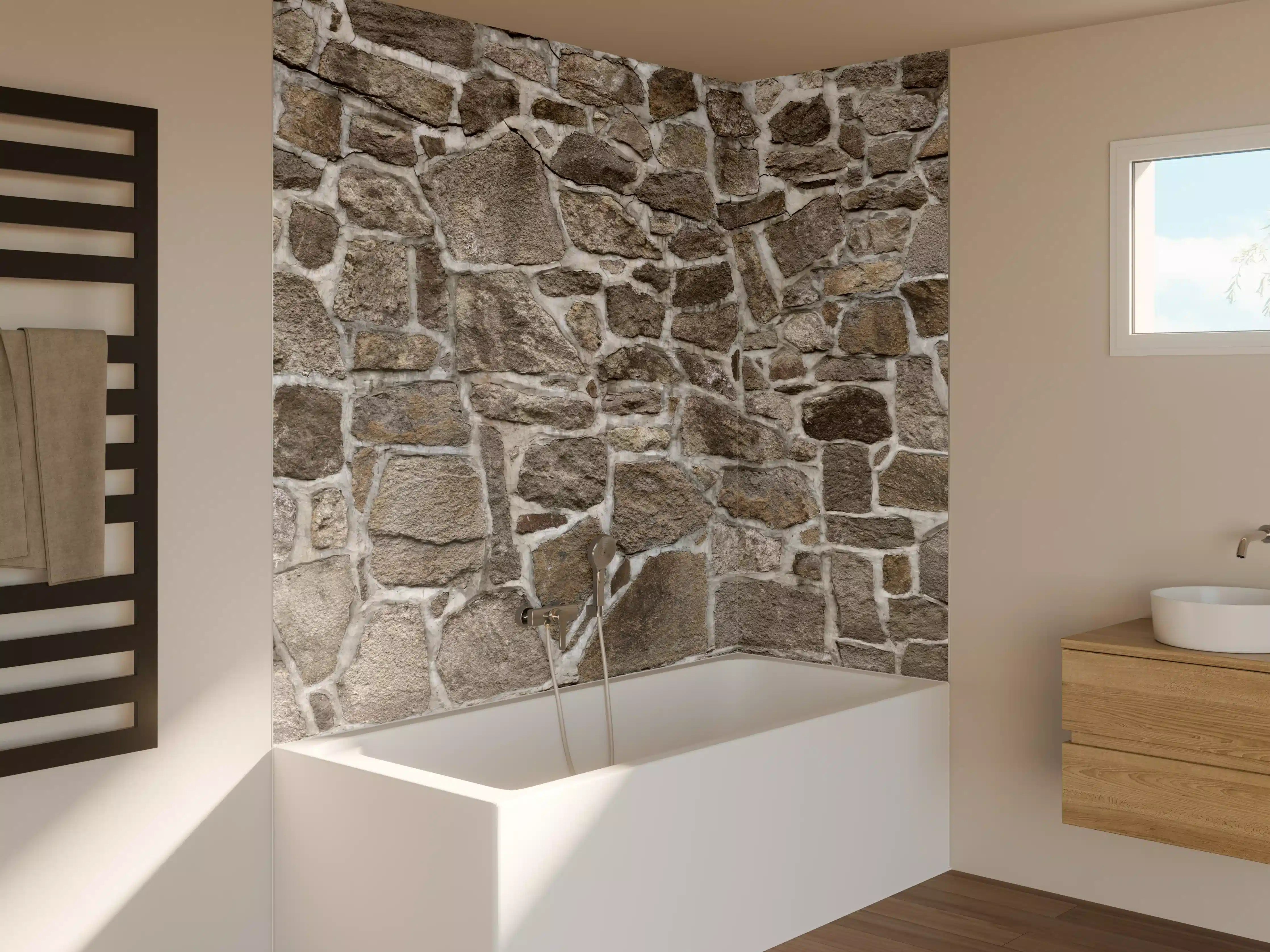 Badewannen-Rückwand - Alte Steinmauer