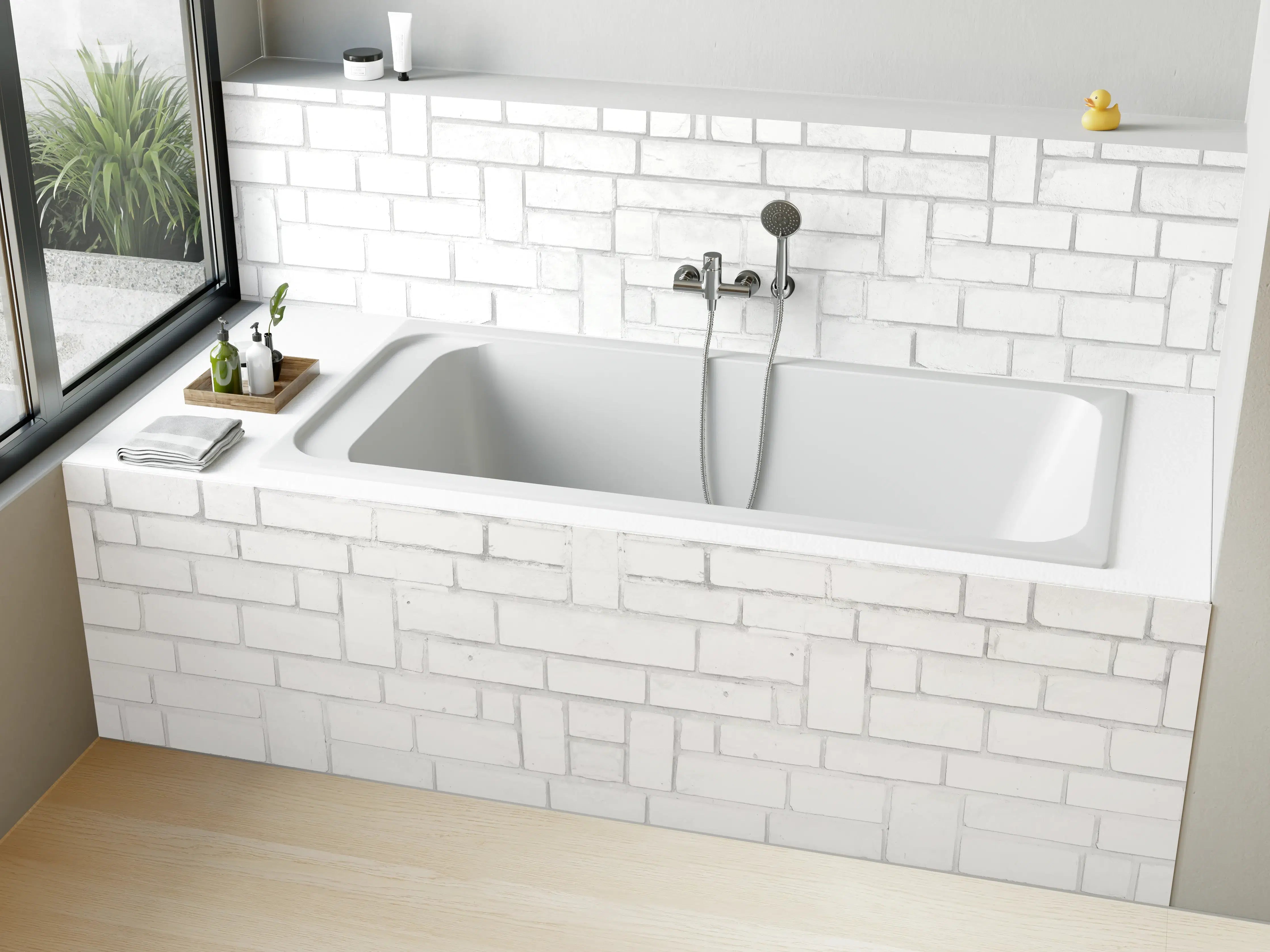 Badewannen-Rückwand - Alte weiße Backsteinmauer Muster