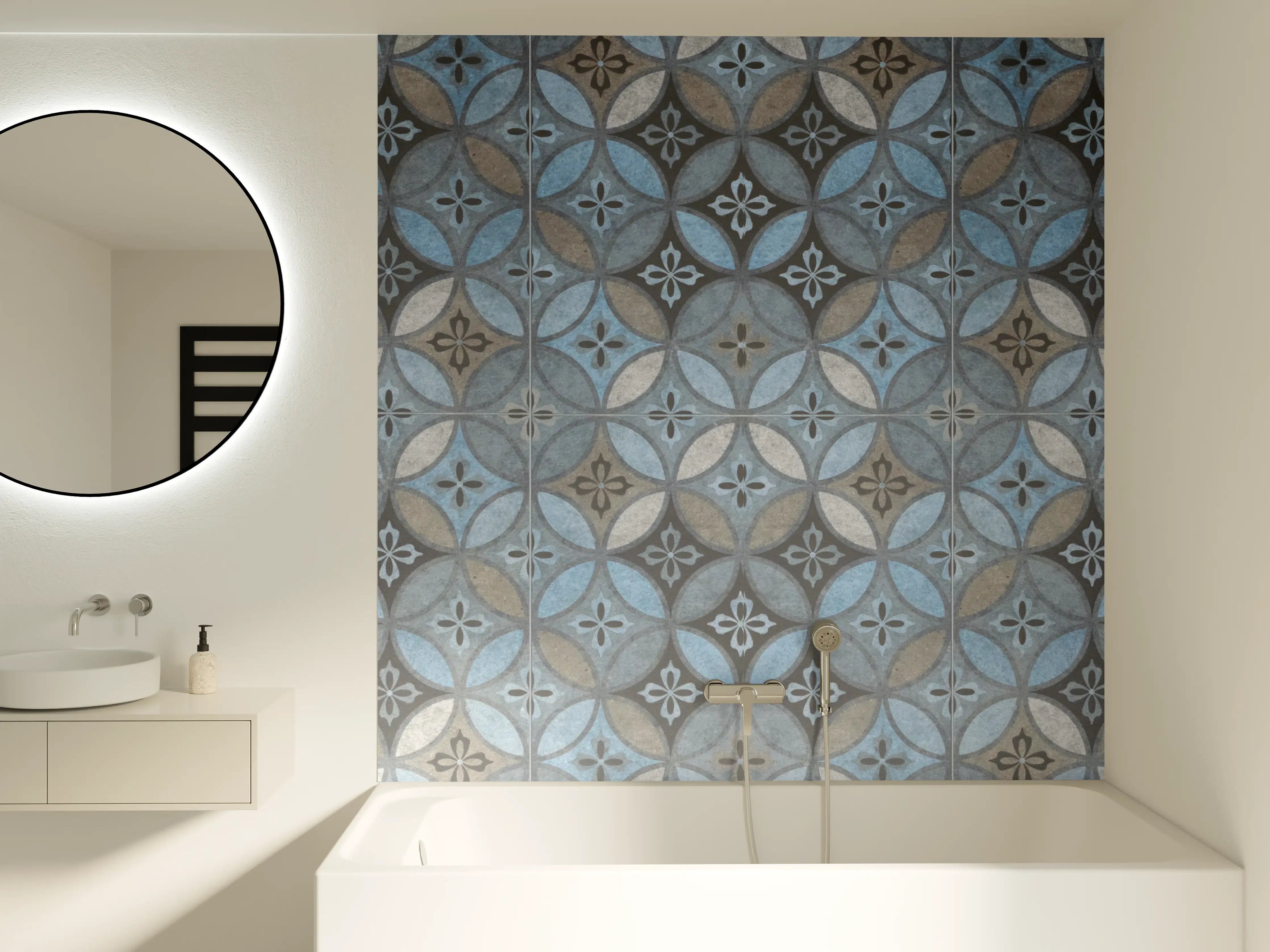 Badewannen-Rückwand - Altes Buntes Patchwork Mosaik Motiv