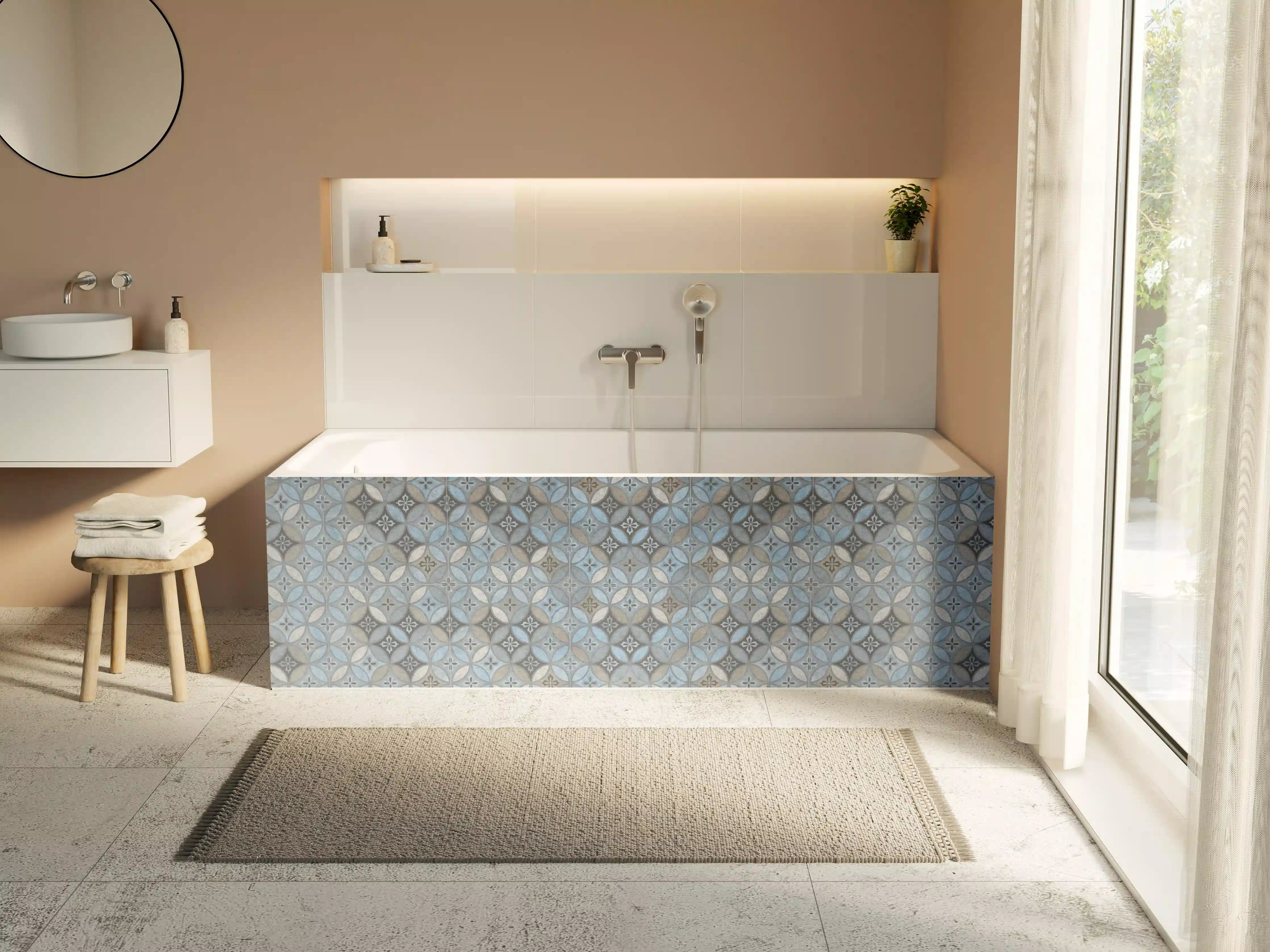 Badewannen-Rückwand - Altes Buntes Patchwork Mosaik Motiv