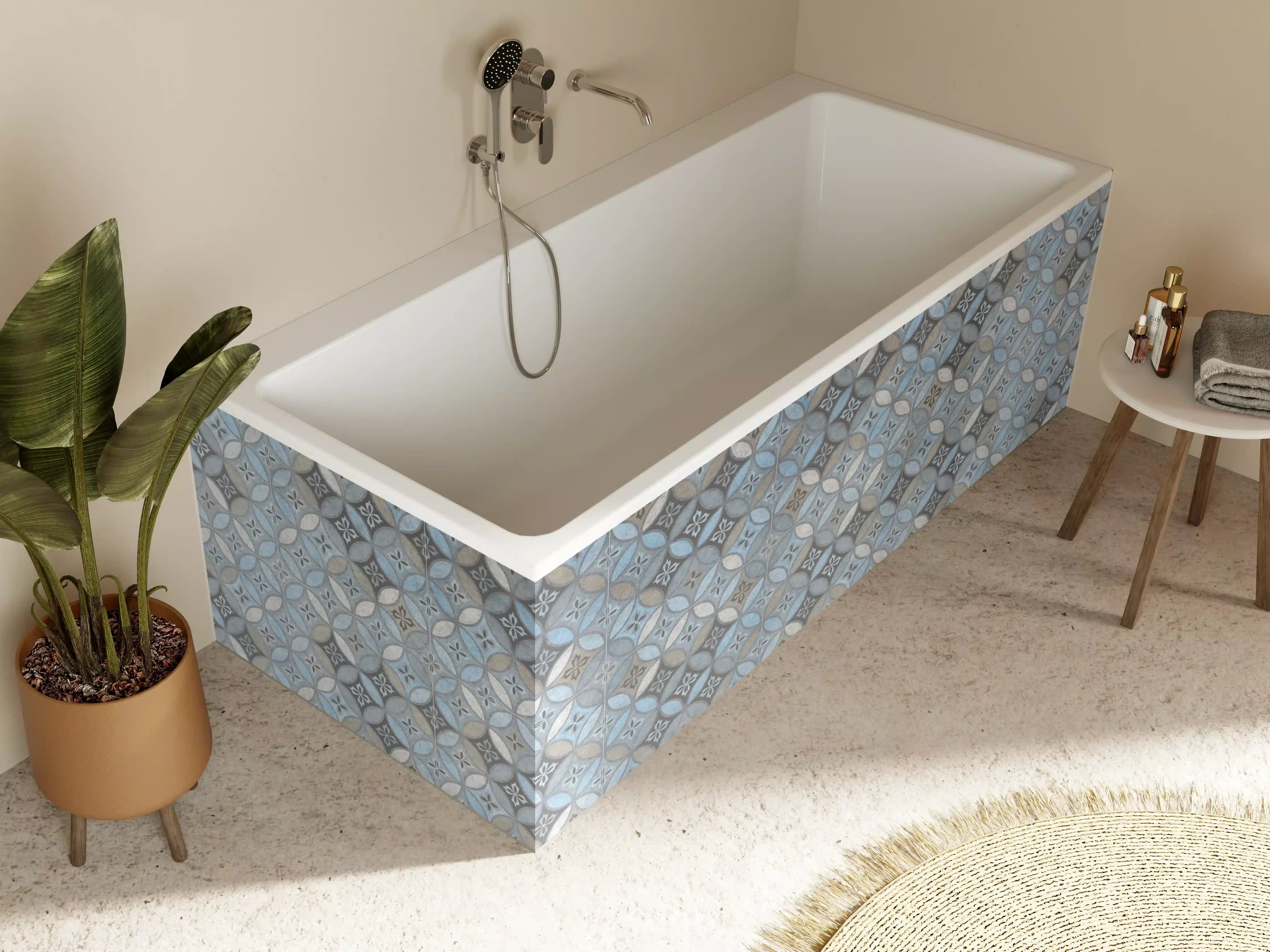 Badewannen-Rückwand - Altes Buntes Patchwork Mosaik Motiv