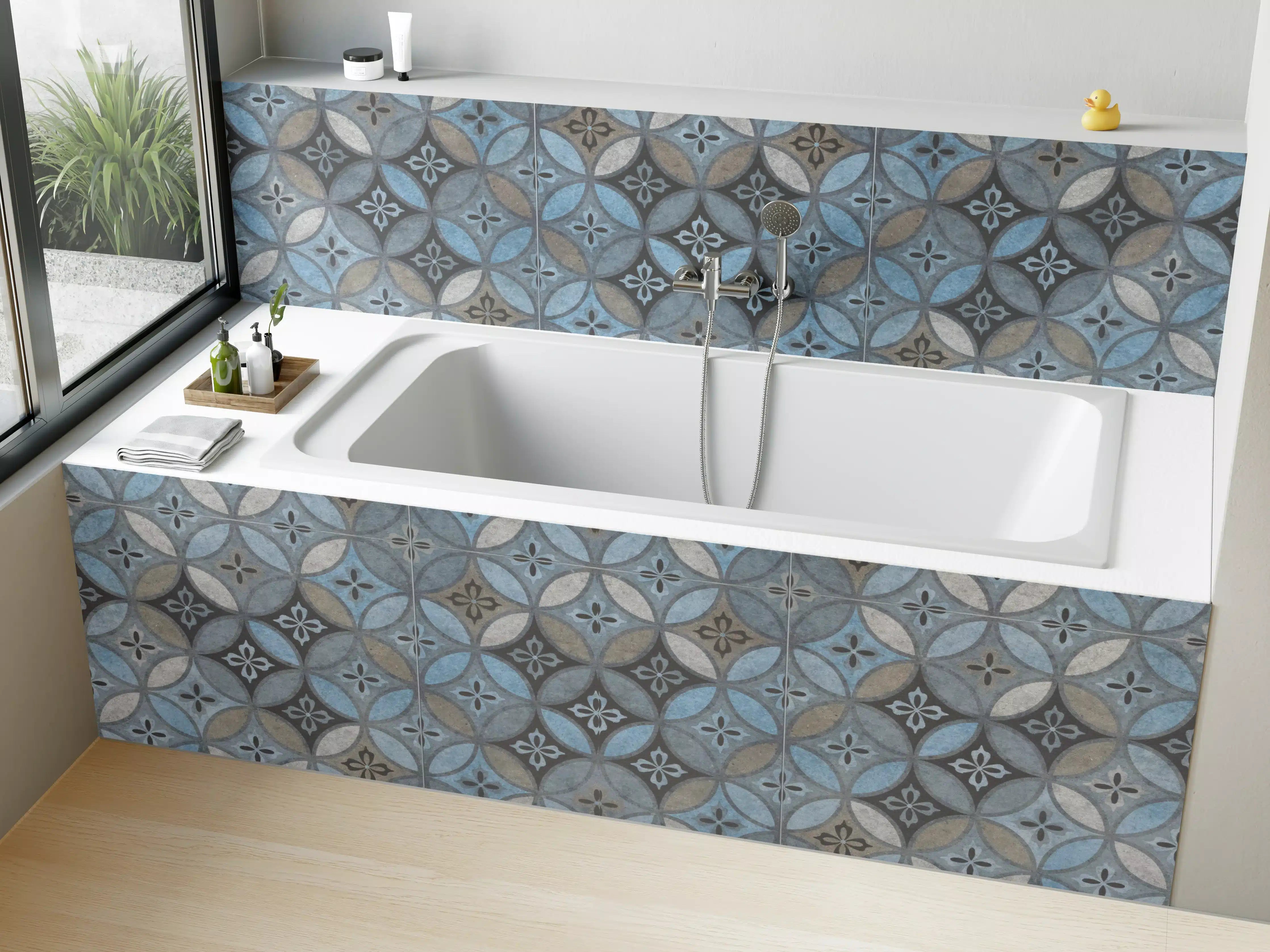 Badewannen-Rückwand - Altes Buntes Patchwork Mosaik Motiv